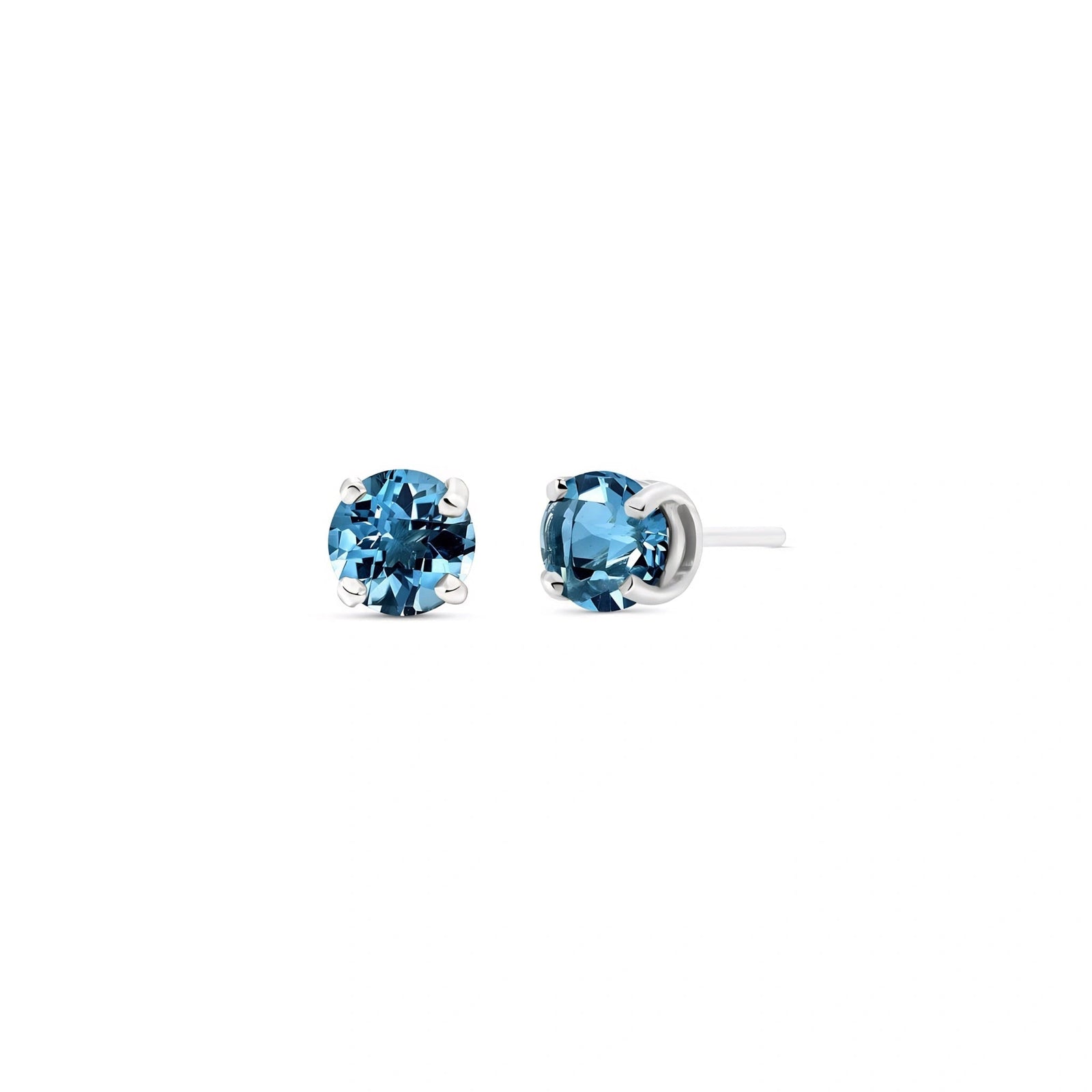 White Gold Petal Earrings Blue Topaz 10K — Luna