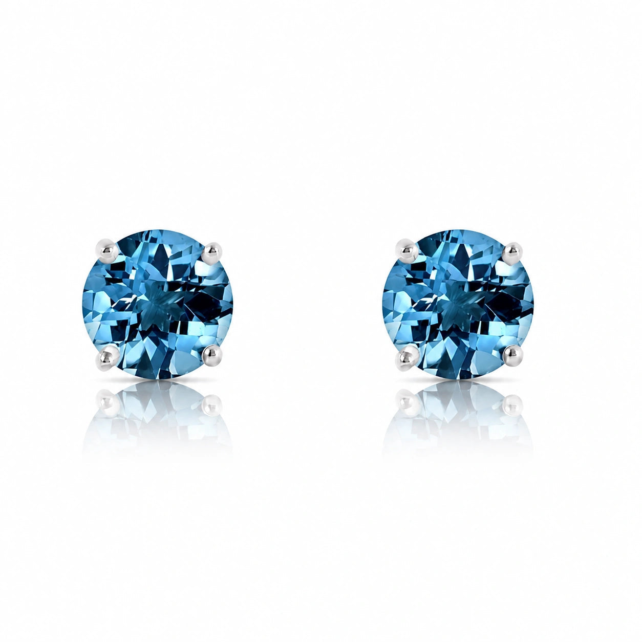 White Gold Petal Earrings Blue Topaz 10K — Luna