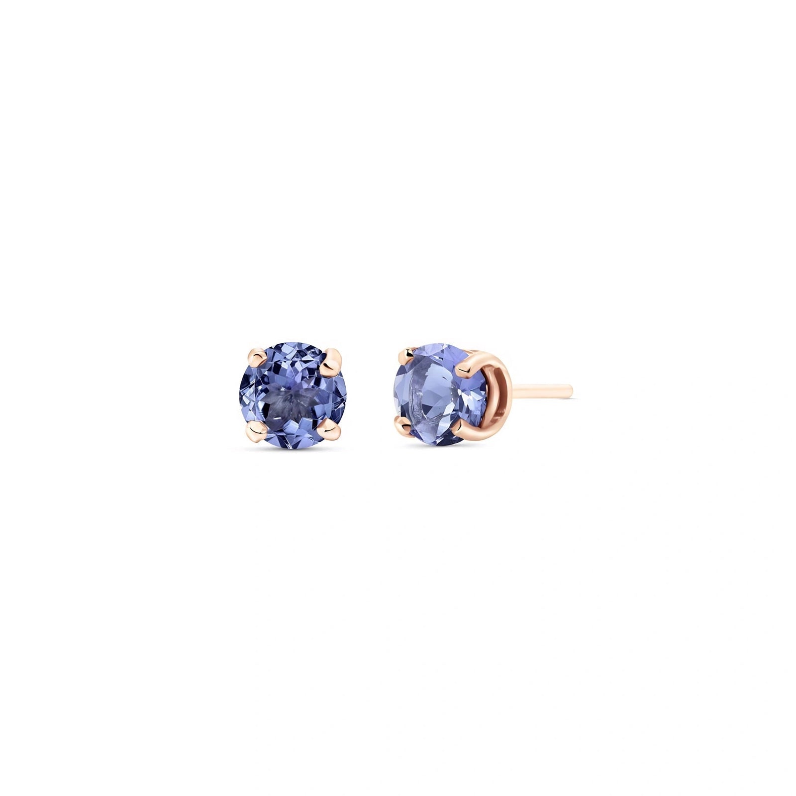 Rose Gold Petal Earrings Tanzanite 10K — Luna