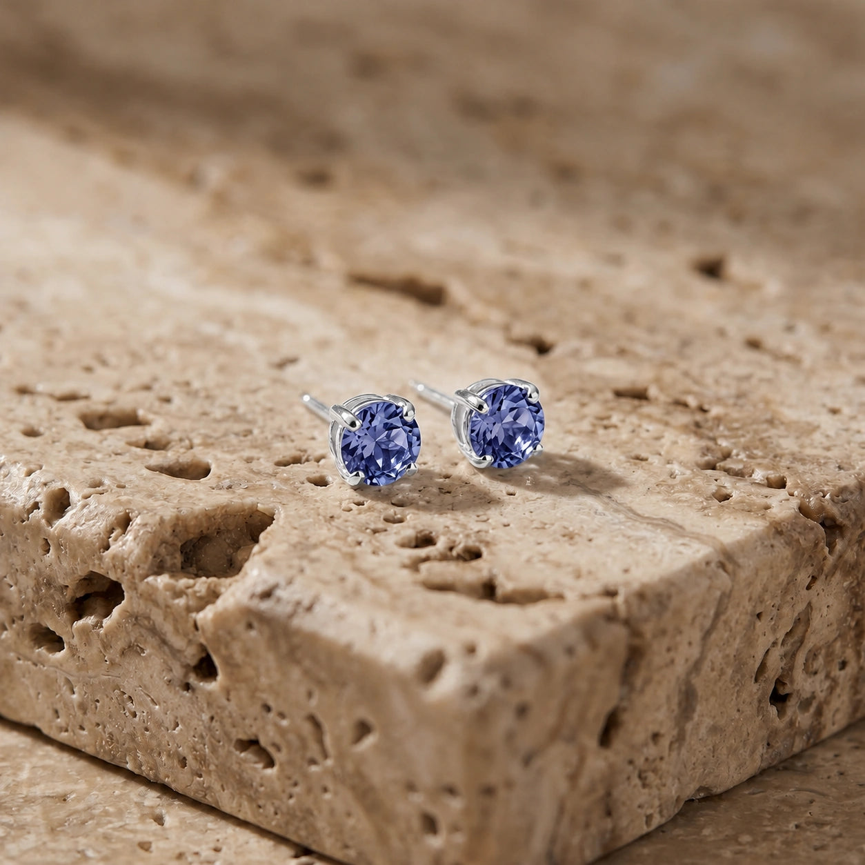 White Gold Petal Earrings Tanzanite 10K — Luna