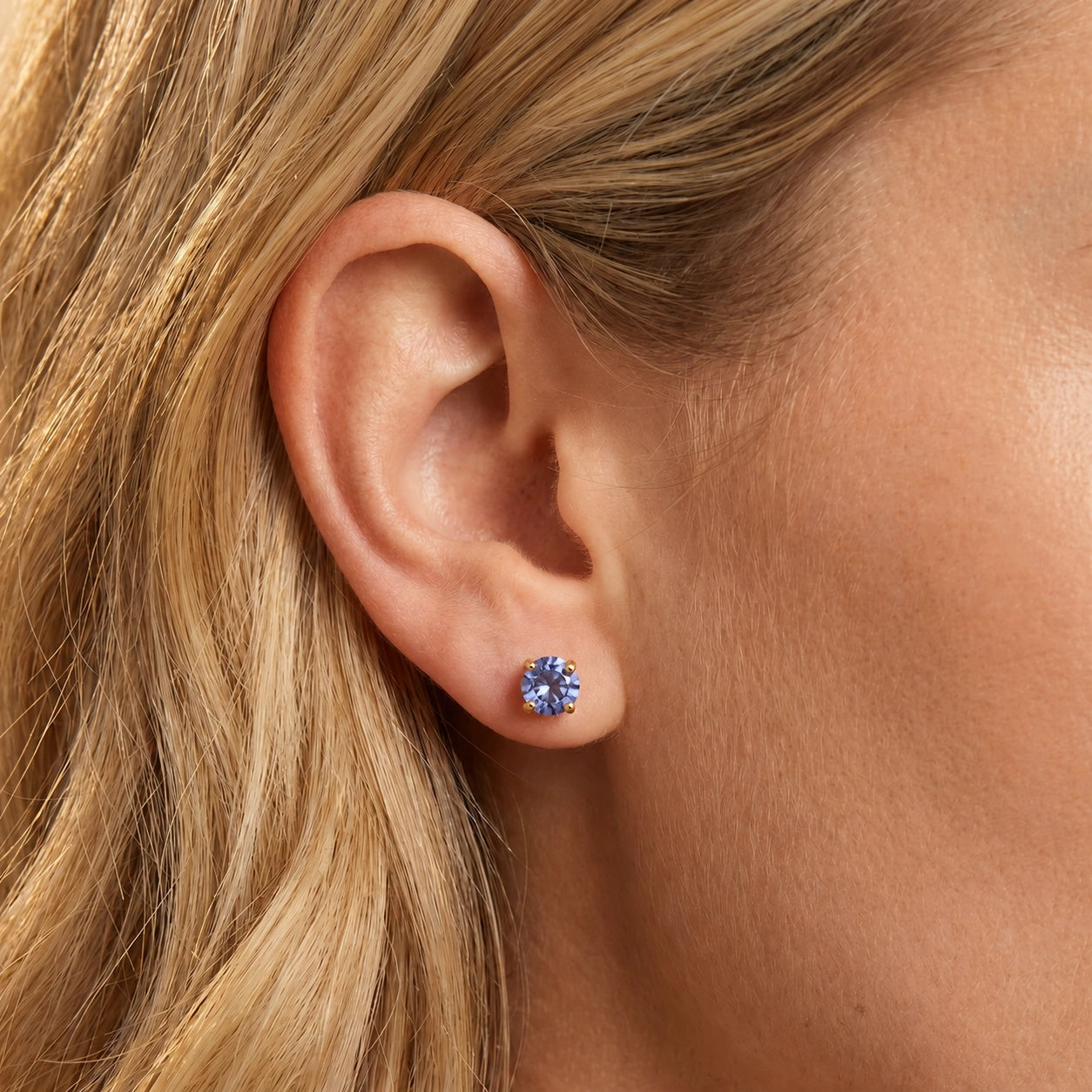 Yellow Gold Petal Earrings Tanzanite 10K — Luna