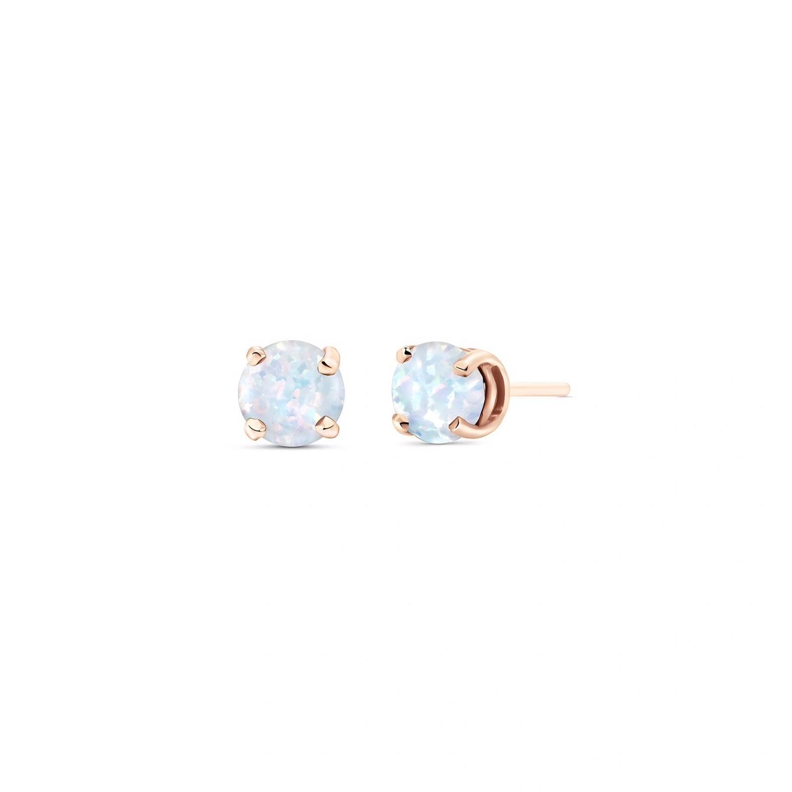 Rose Gold Petal Earrings Opal 10K — Luna