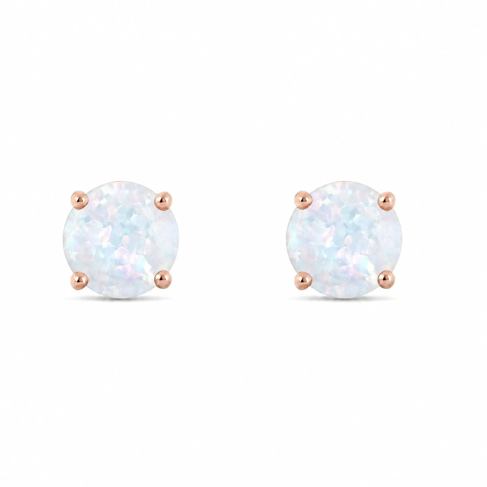 Rose Gold Petal Earrings Opal 10K — Luna