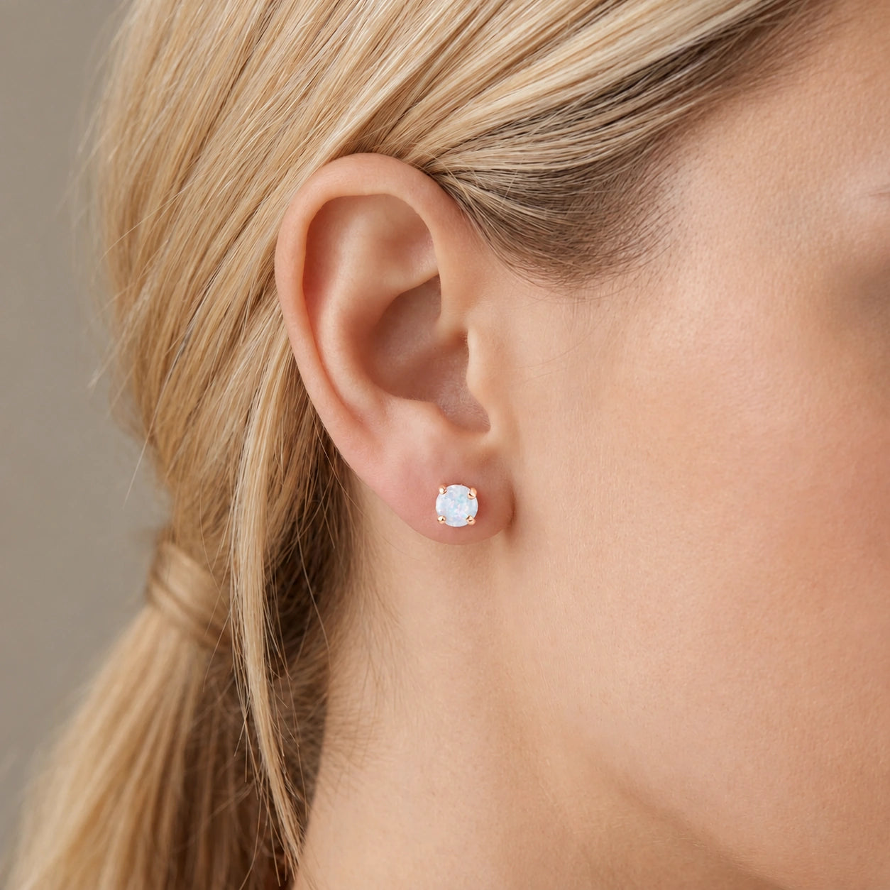 Rose Gold Petal Earrings Opal 10K — Luna