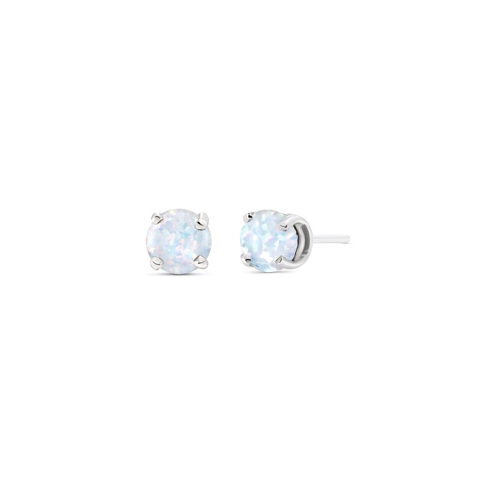 White Gold Petal Earrings Opal 10K — Luna
