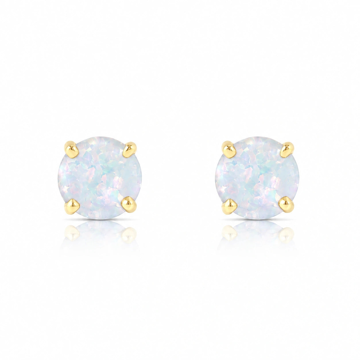 Yellow Gold Petal Earrings Opal 10K — Luna