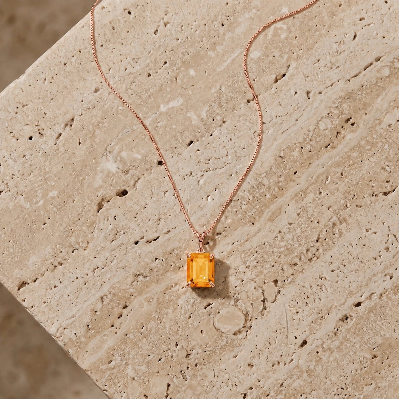 Rose Gold Belle Necklace Citrine 10K — Isaura