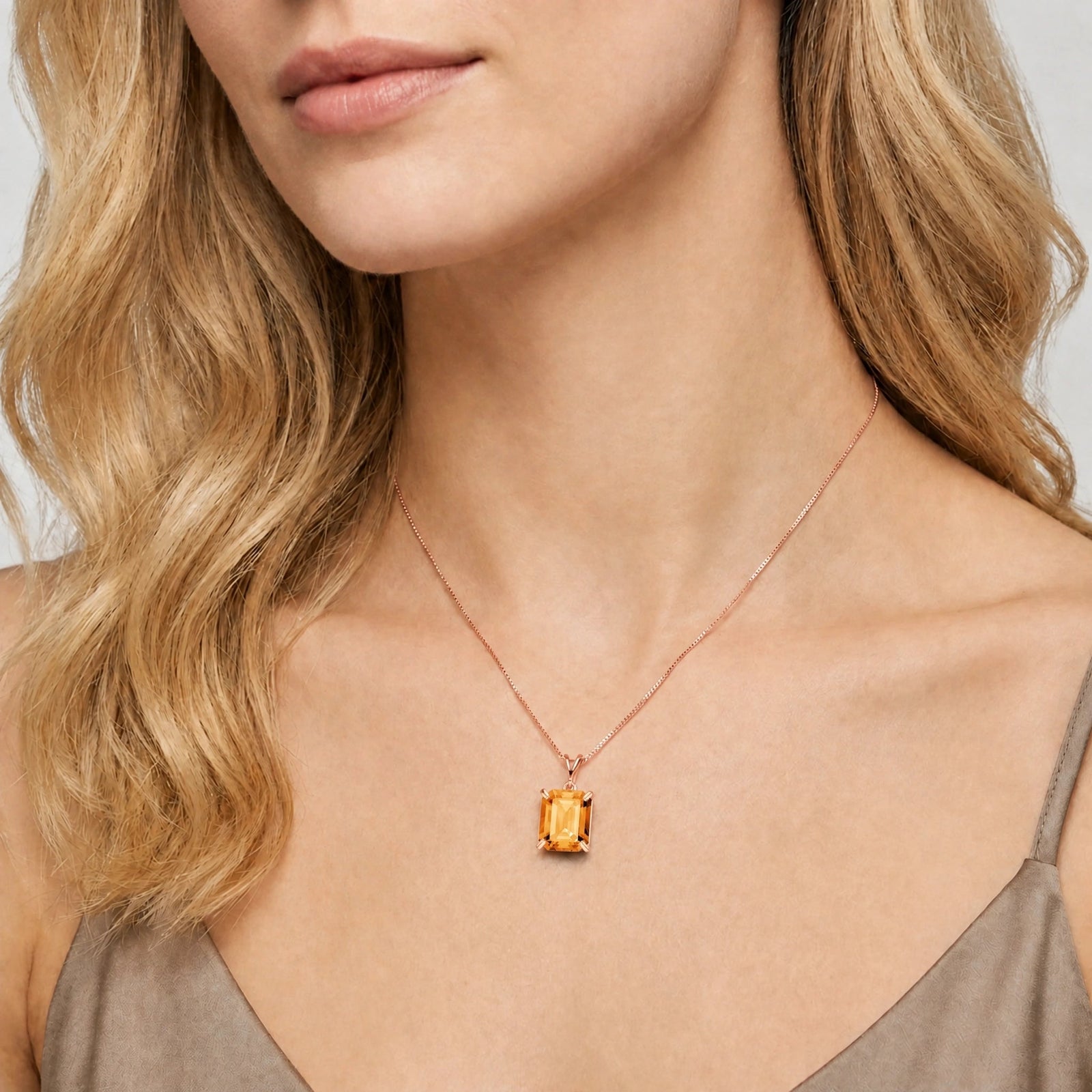Rose Gold Belle Necklace Citrine 10K — Isaura