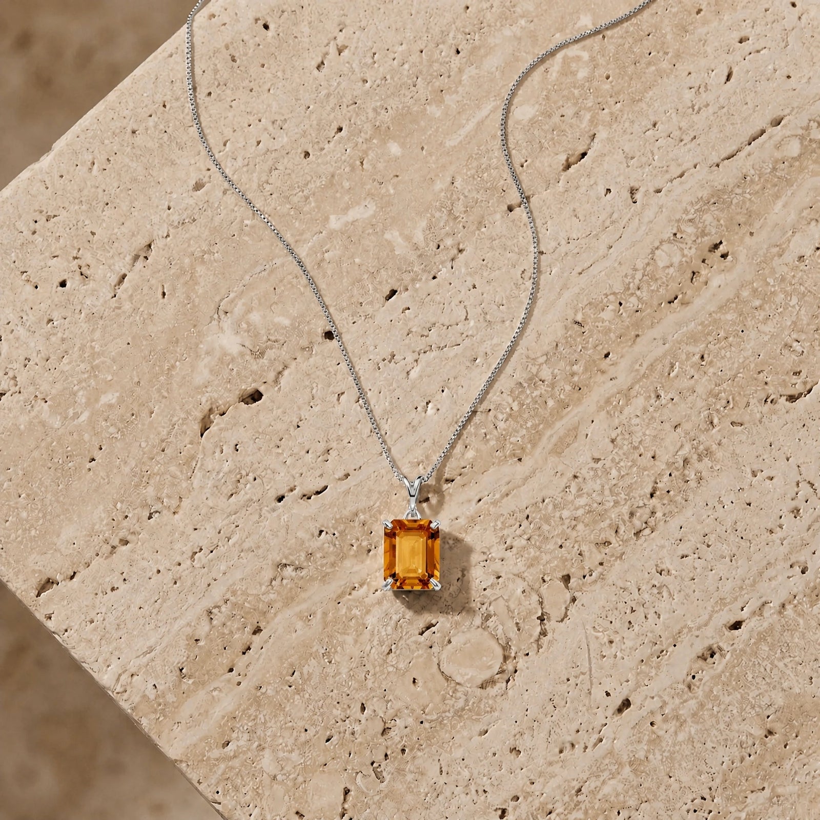 White Gold Belle Necklace Citrine 10K — Isaura