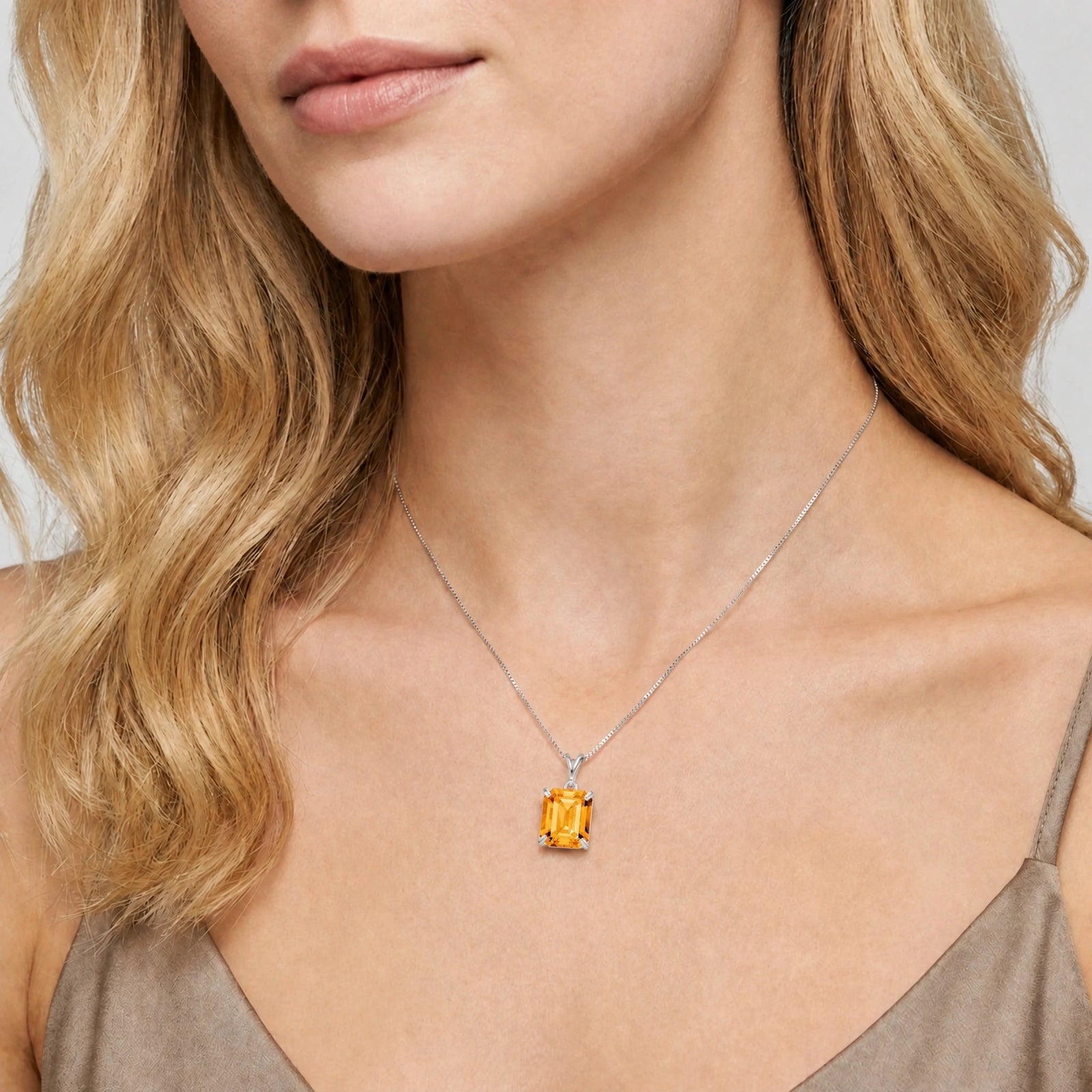 White Gold Belle Necklace Citrine 10K — Isaura
