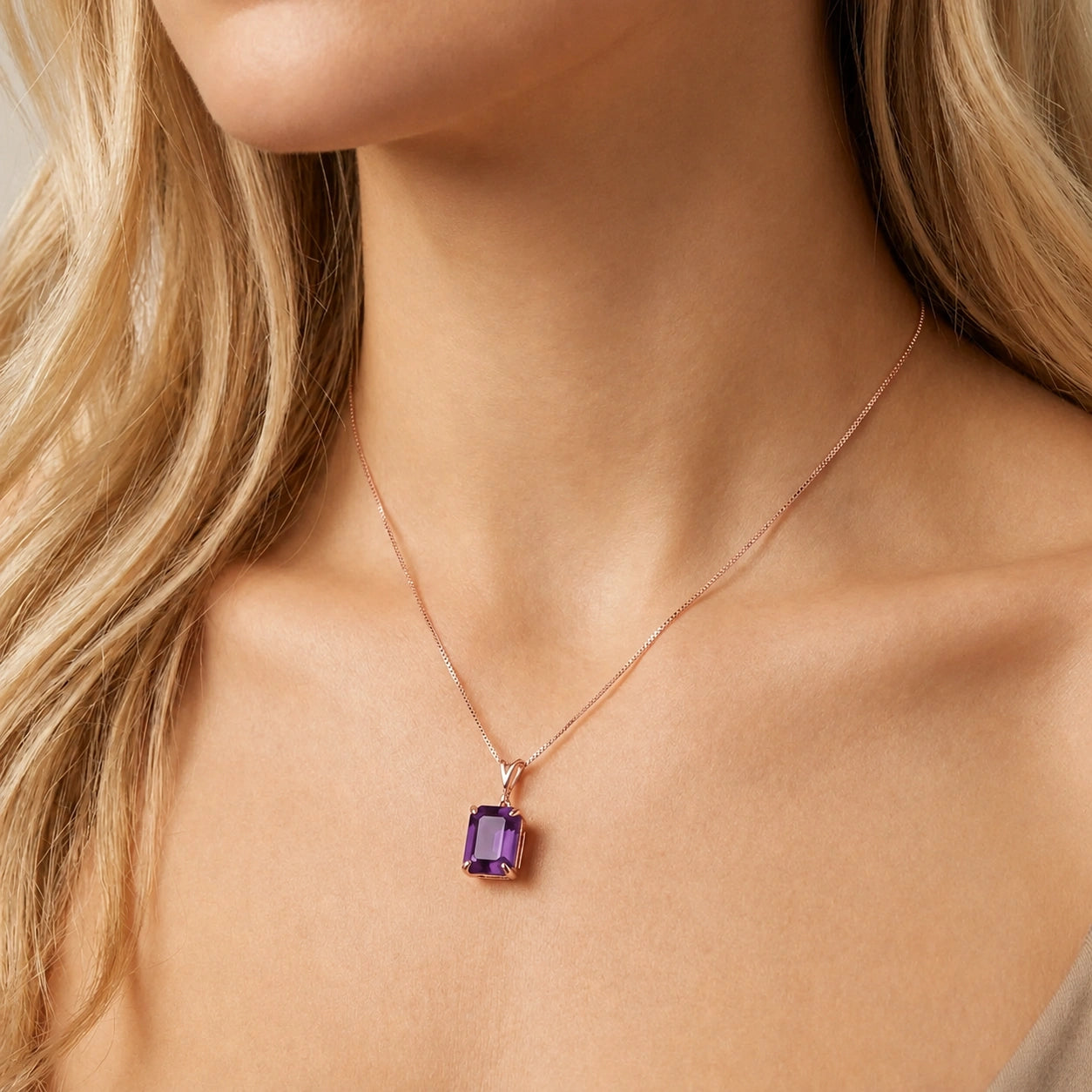 Rose Gold Belle Necklace Alexandrite 10K — Isaura