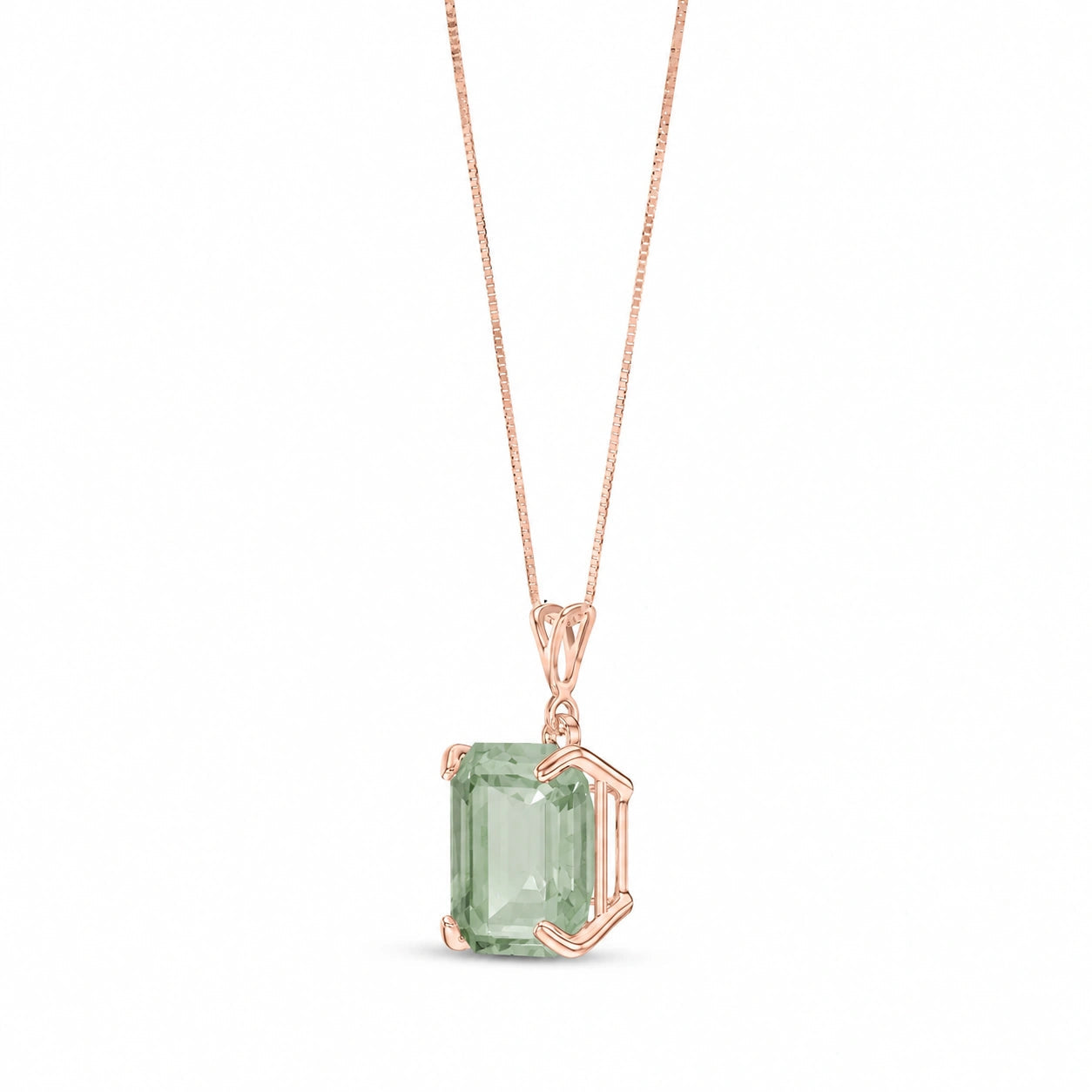 Rose Gold Belle Necklace Emerald 10K — Isaura