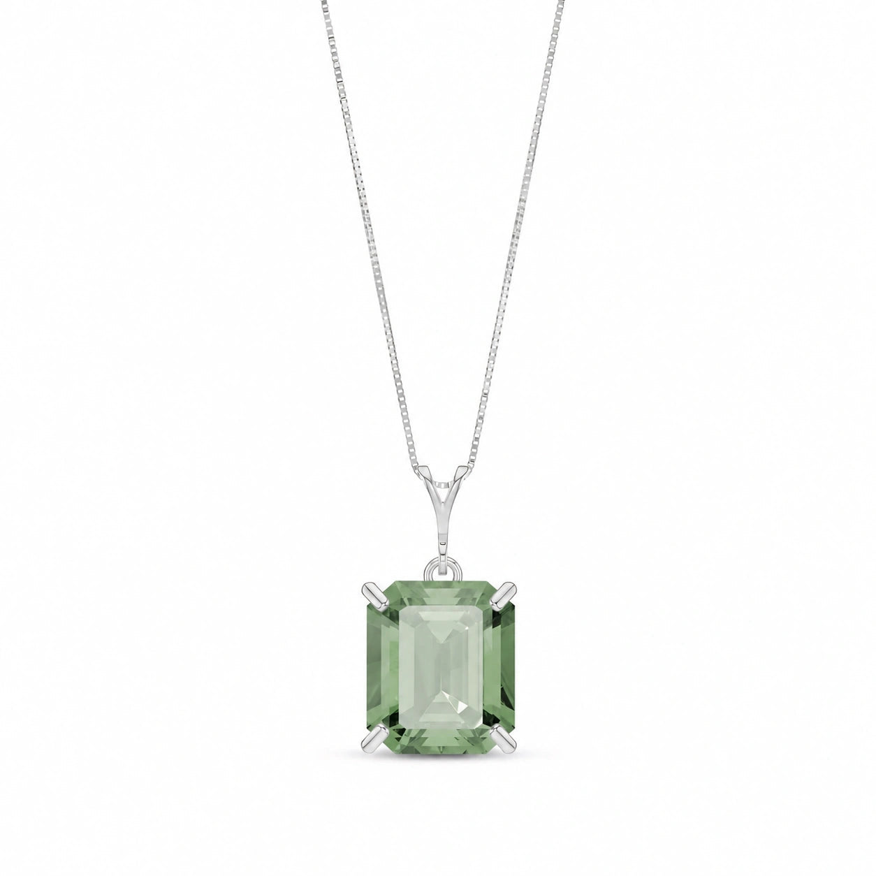 White Gold Belle Necklace Emerald 10K — Isaura