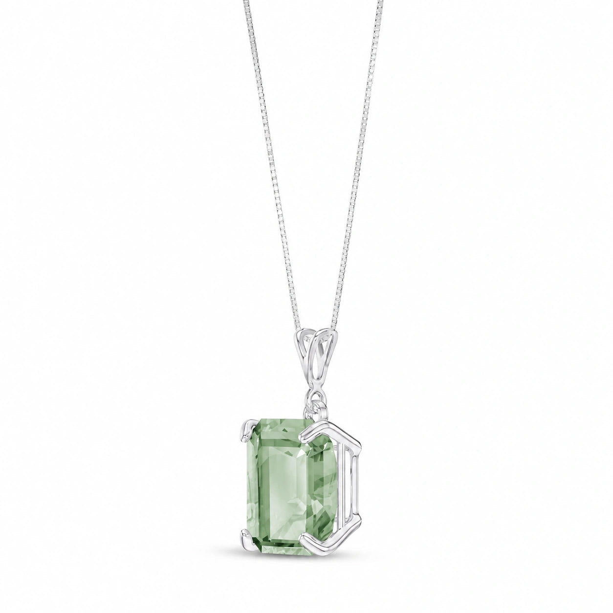 White Gold Belle Necklace Emerald 10K — Isaura