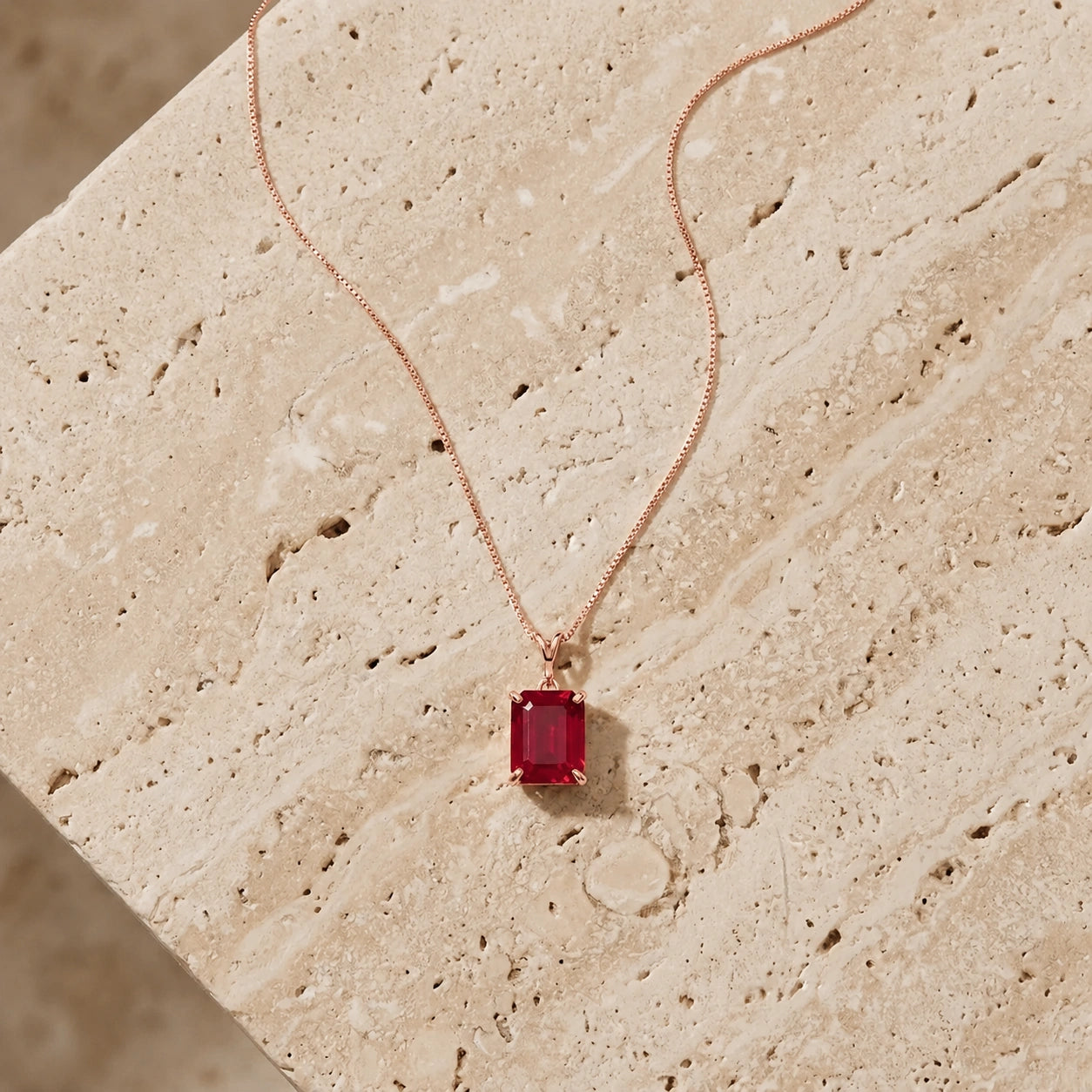 Rose Gold Belle Necklace Garnet 10K — Isaura