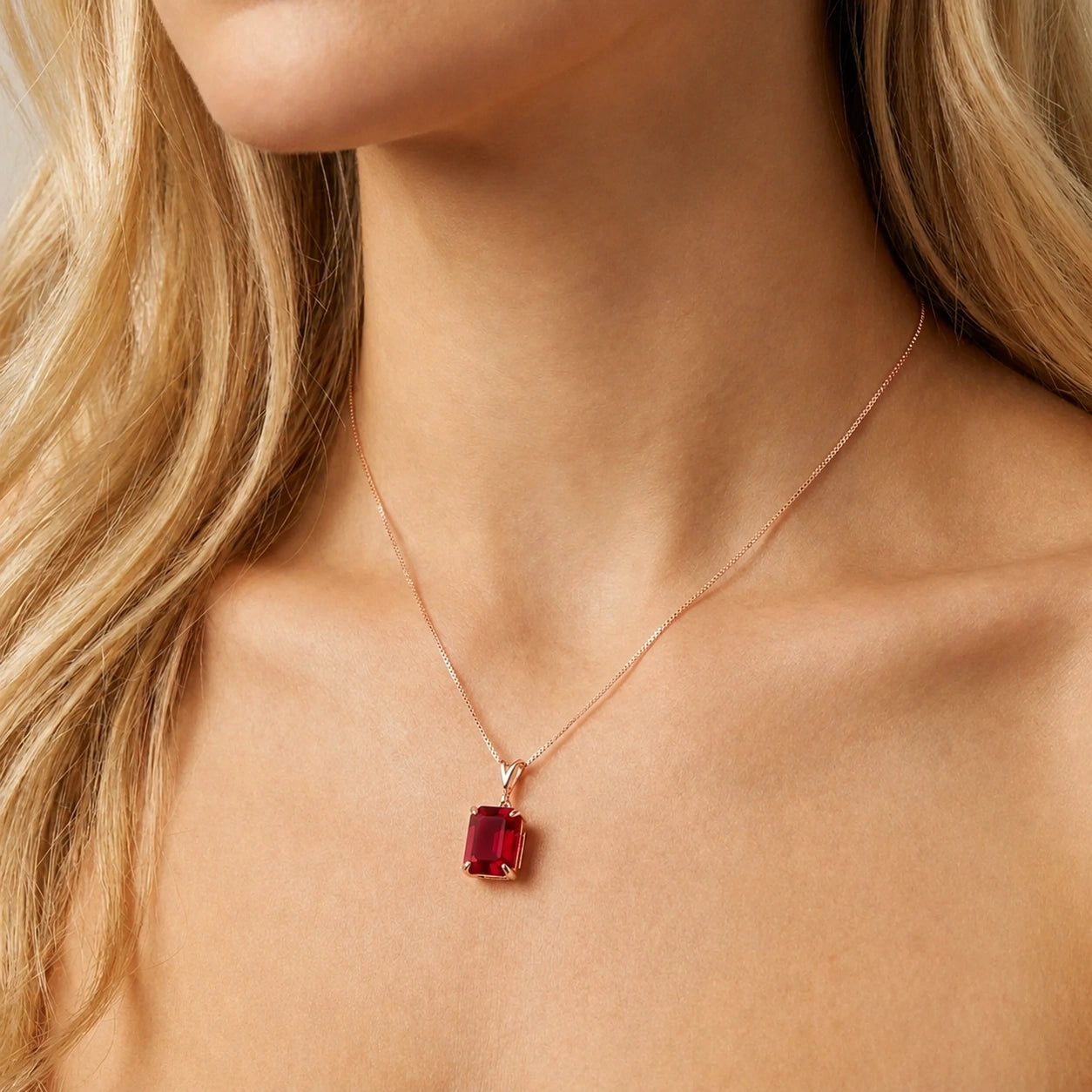 Rose Gold Belle Necklace Garnet 10K — Isaura