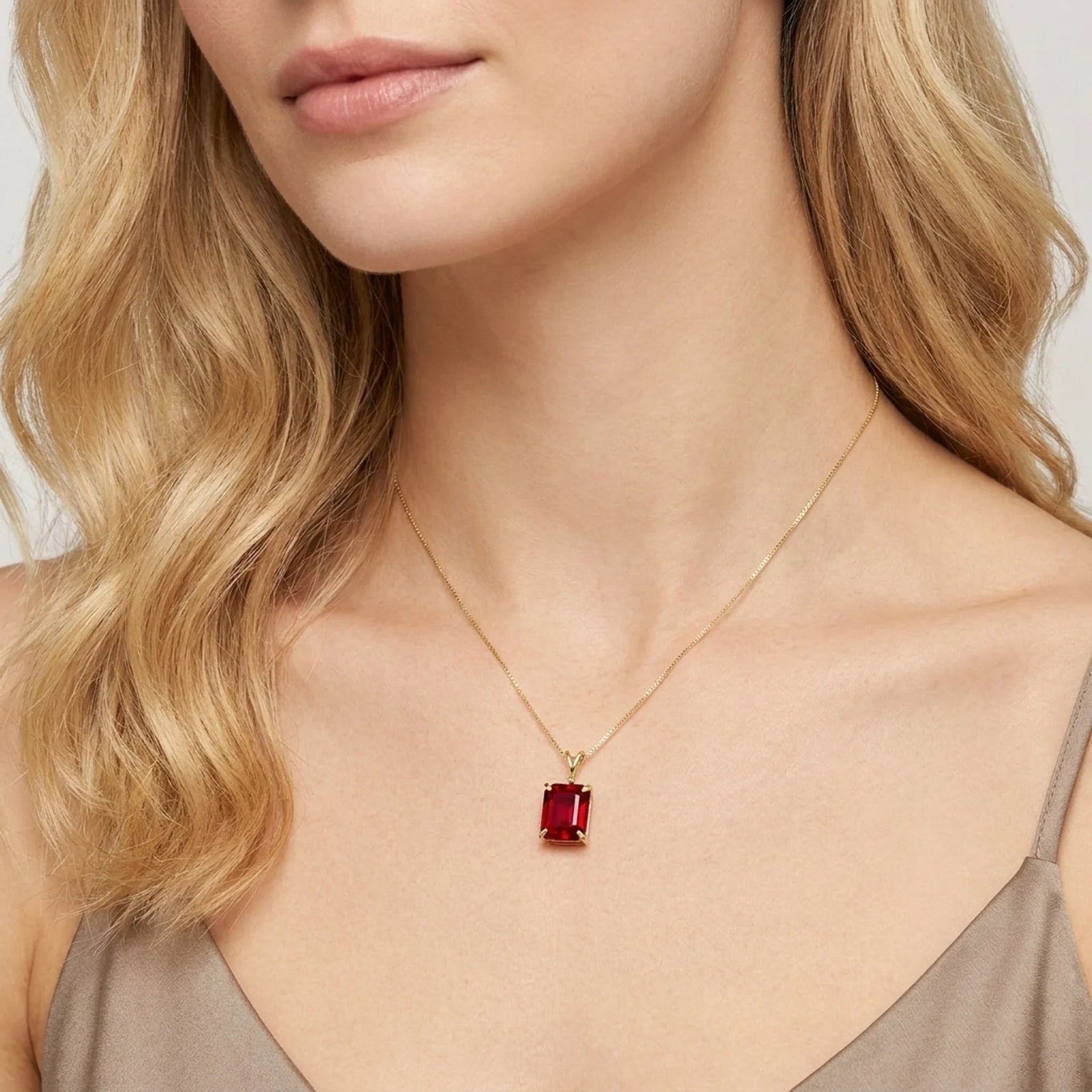 Yellow Gold Belle Necklace Garnet 10K — Isaura