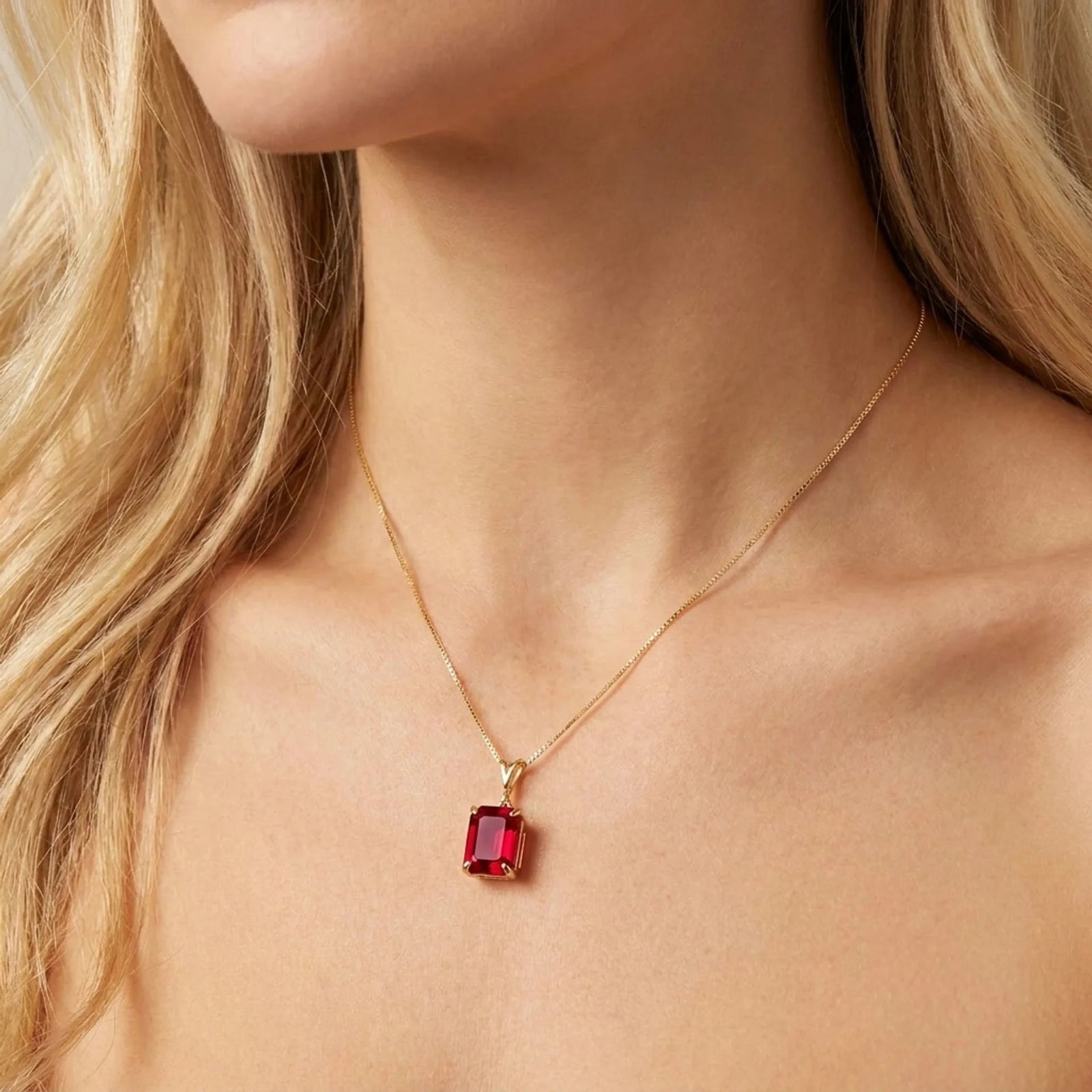 Yellow Gold Belle Necklace Garnet 10K — Isaura