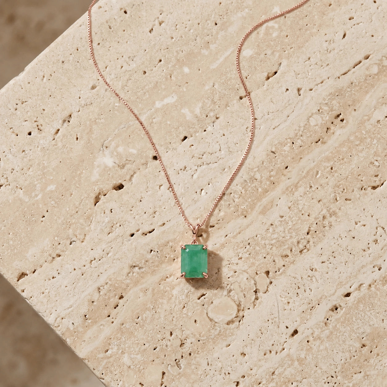 Rose Gold Belle Necklace Green Amethyst 10K — Isaura