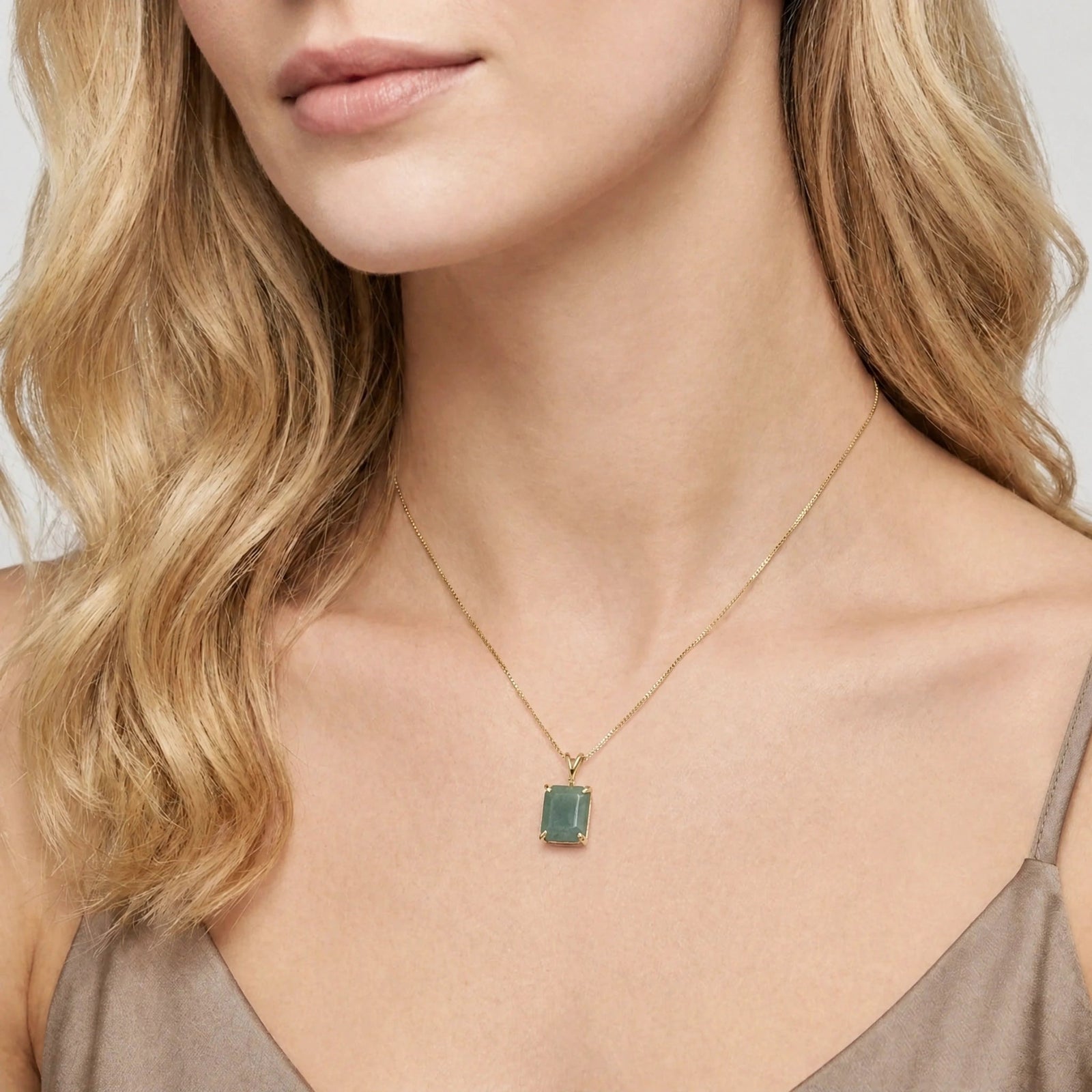 Yellow Gold Belle Necklace Green Amethyst 10K — Isaura