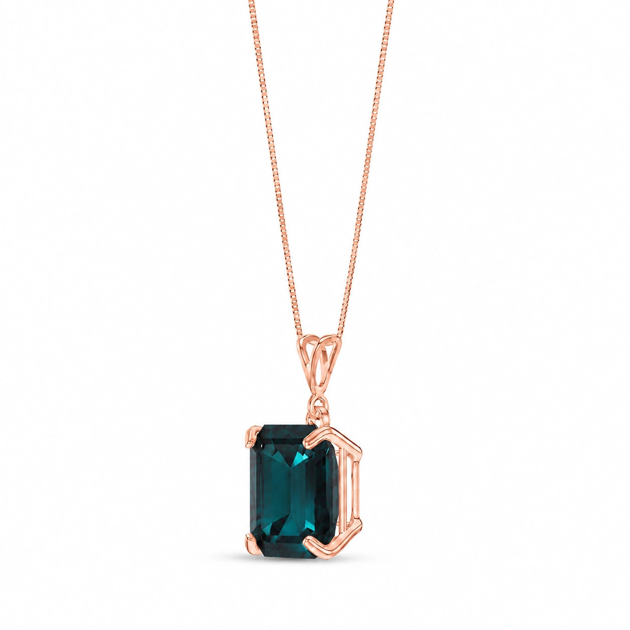 Rose Gold Belle Necklace Sapphire 10K — Isaura