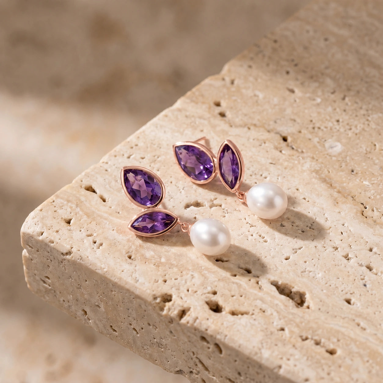 Rose Gold Amethyst & Pearl — Isodora