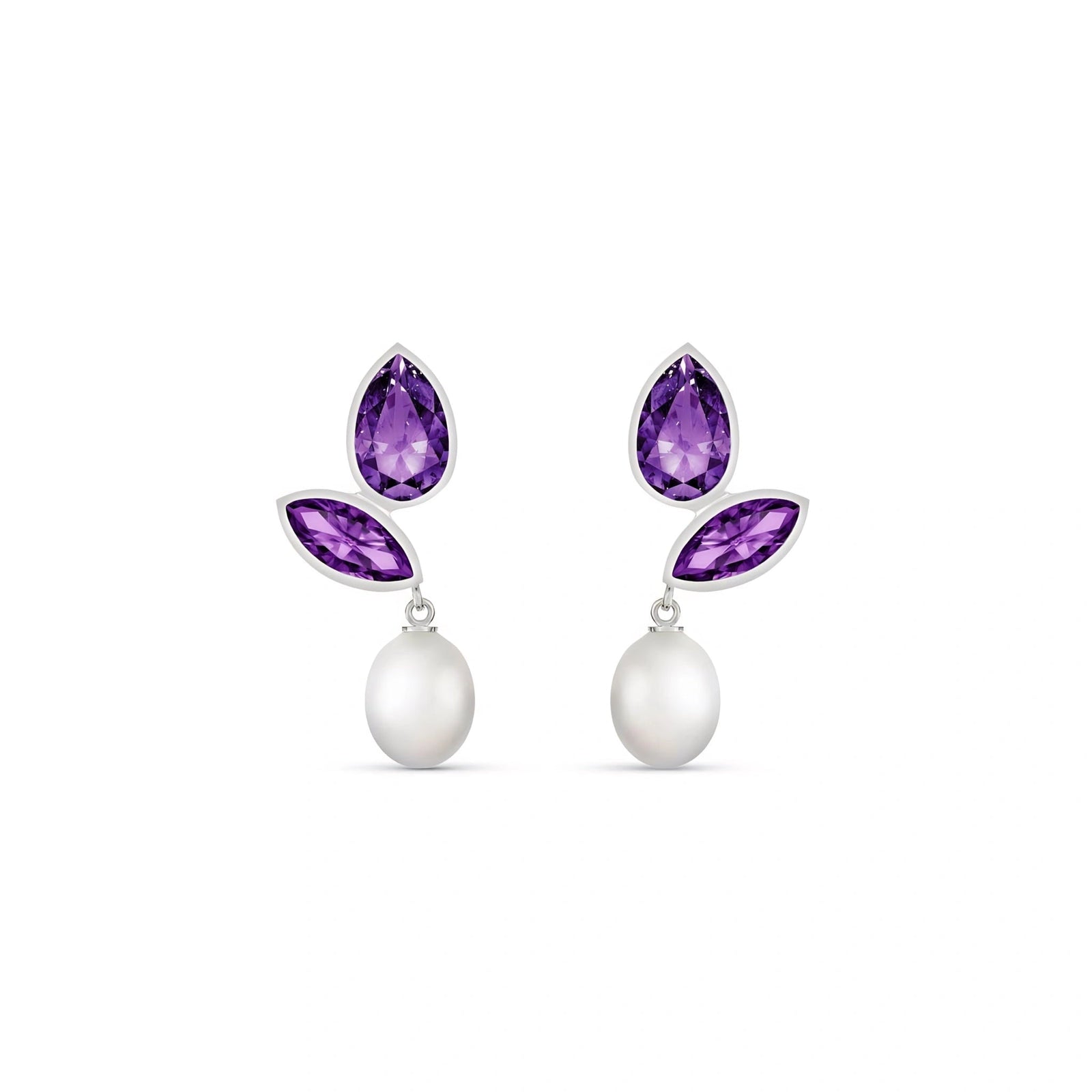 White Gold Amethyst & Pearl — Isodora