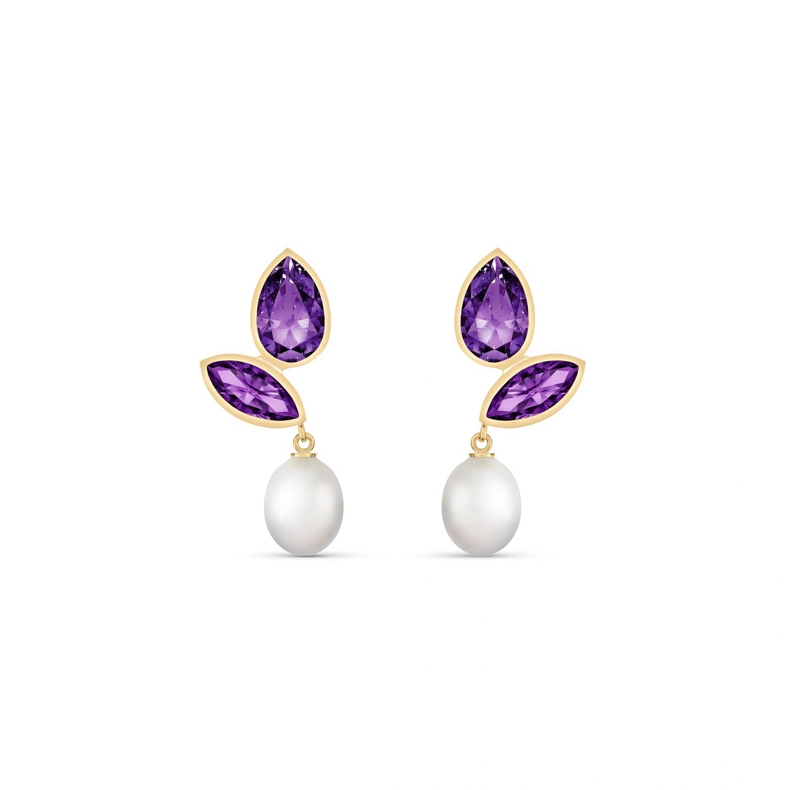 Yellow Gold Amethyst & Pearl — Isodora