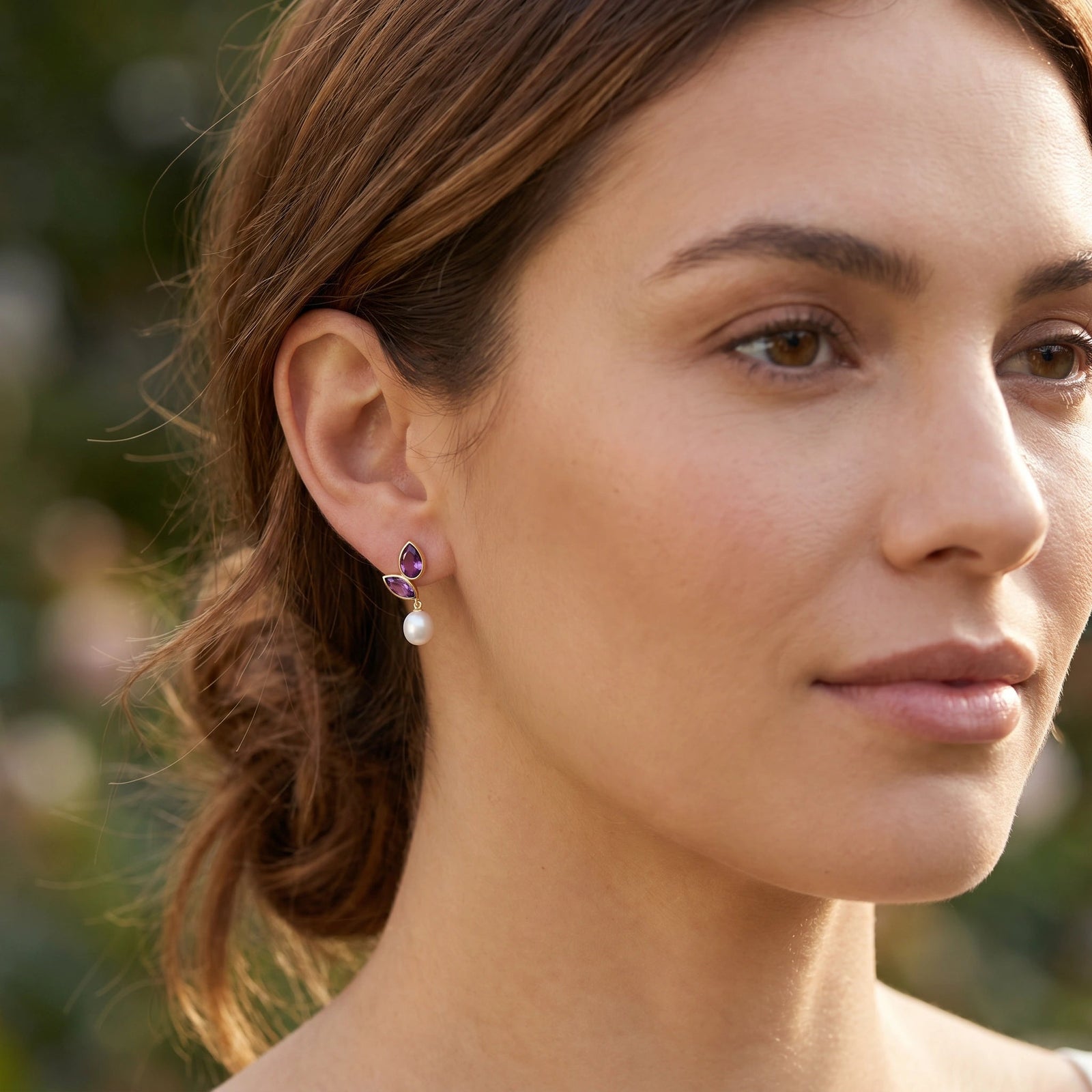 Yellow Gold Amethyst & Pearl — Isodora