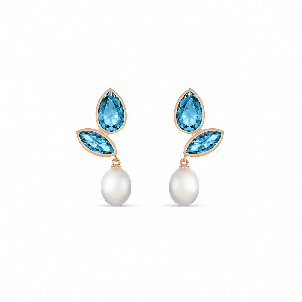 Rose Gold Blue Topaz & Pearl — Isodora
