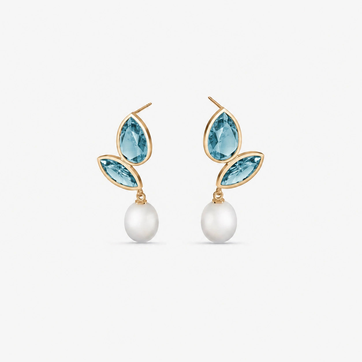 Rose Gold Blue Topaz & Pearl — Isodora