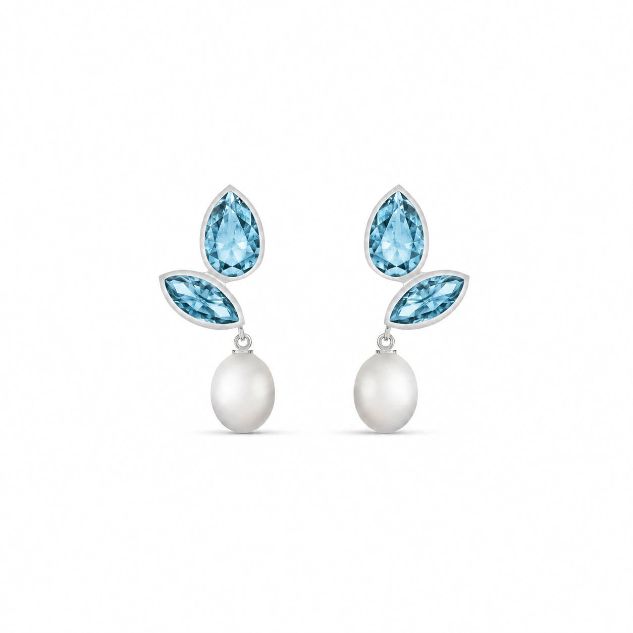 White Gold Blue Topaz & Pearl — Isodora