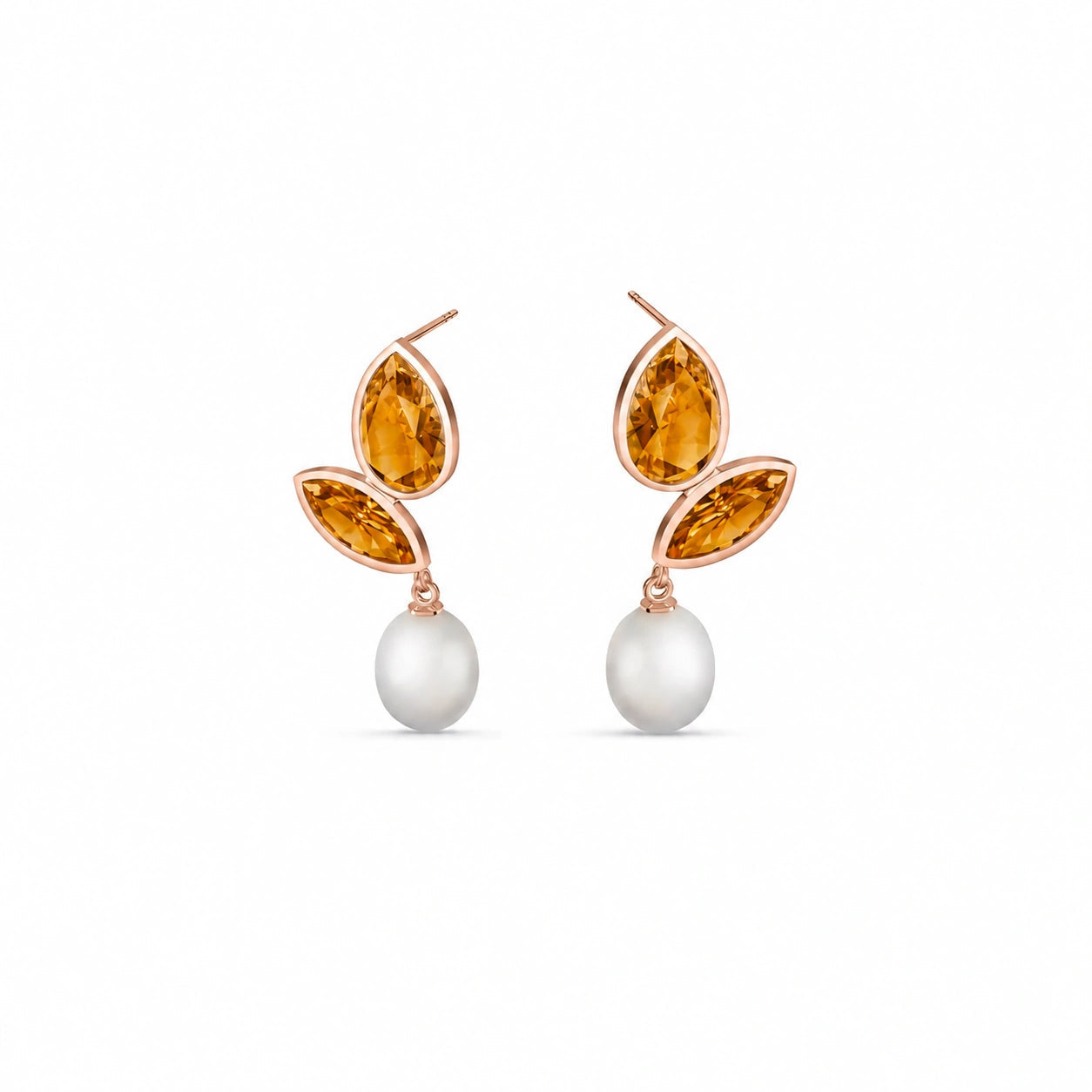 Rose Gold Citrine & Pearl — Isodora