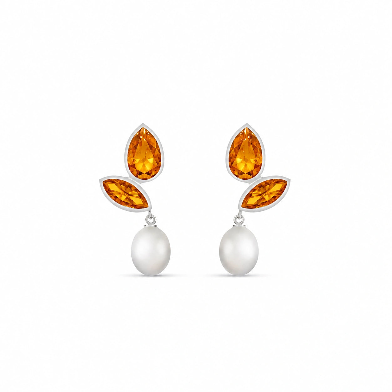 White Gold Citrine & Pearl — Isodora