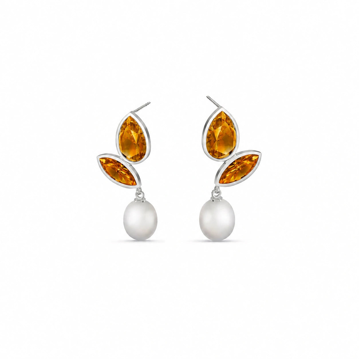 White Gold Citrine & Pearl — Isodora
