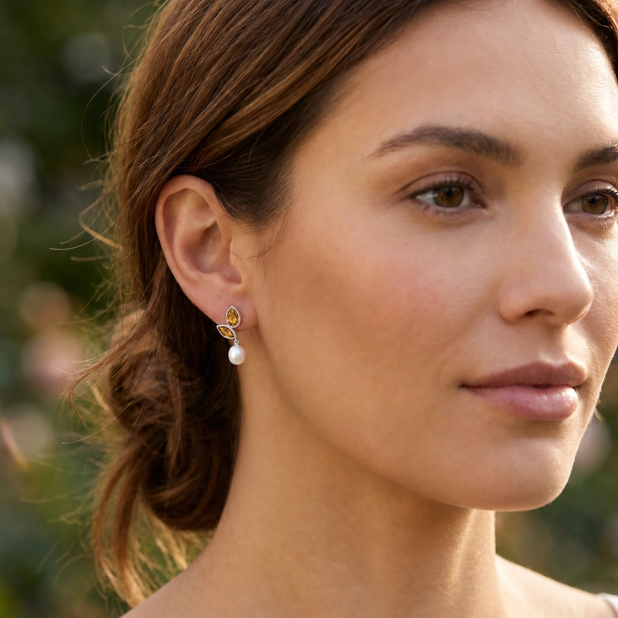 White Gold Citrine & Pearl — Isodora