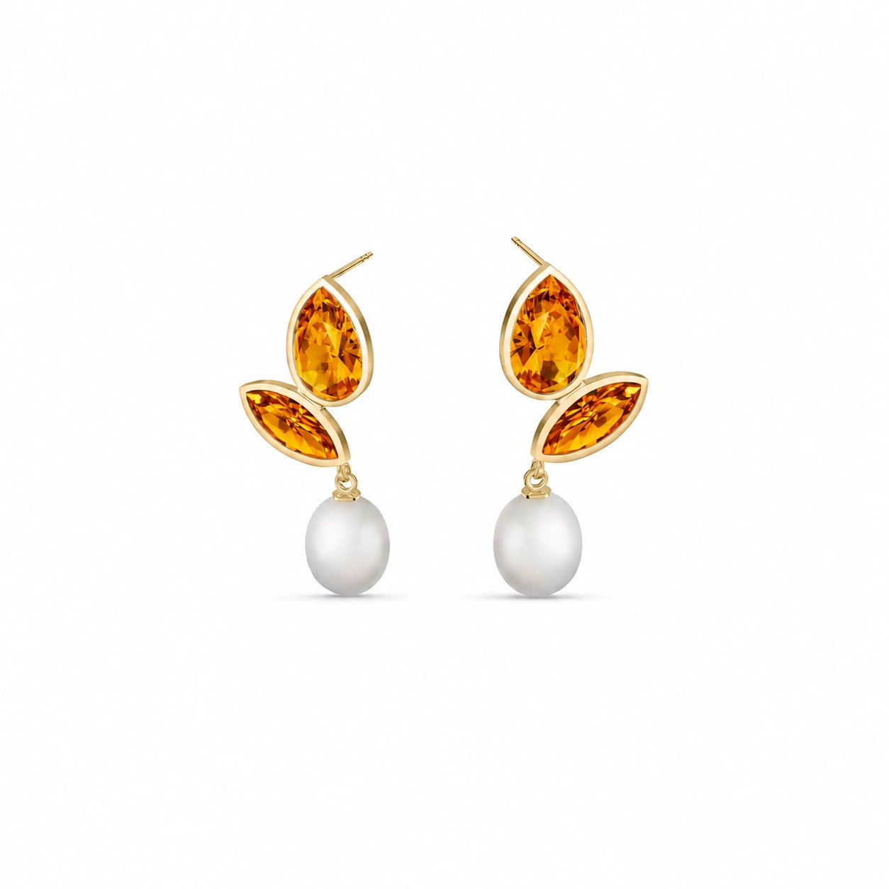 Yellow Gold Citrine & Pearl — Isodora