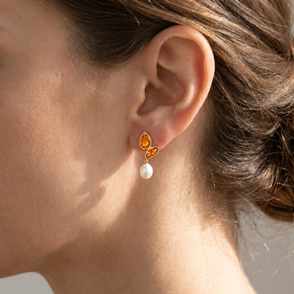 Yellow Gold Citrine & Pearl — Isodora