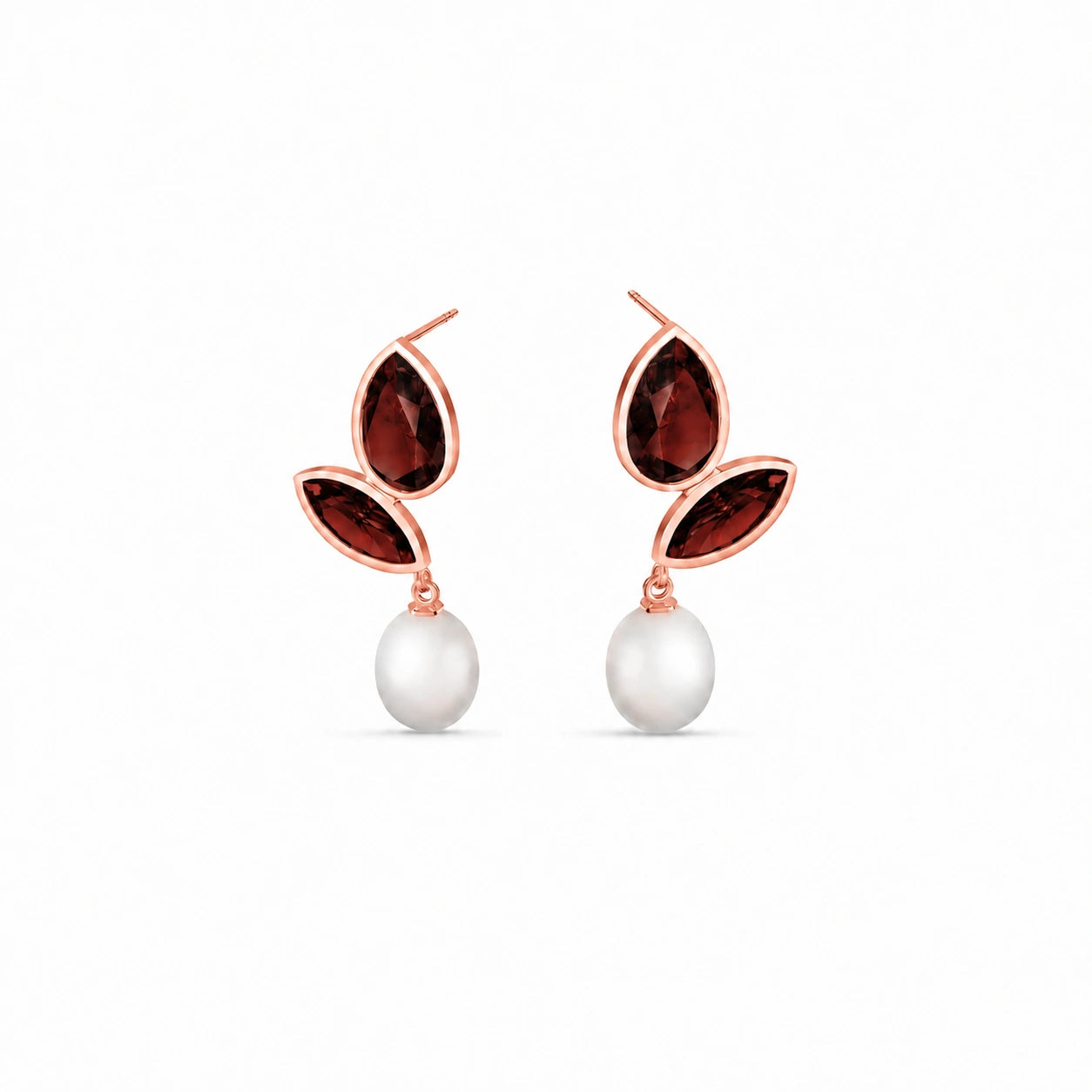 Rose Gold Garnet & Pearl — Isodora