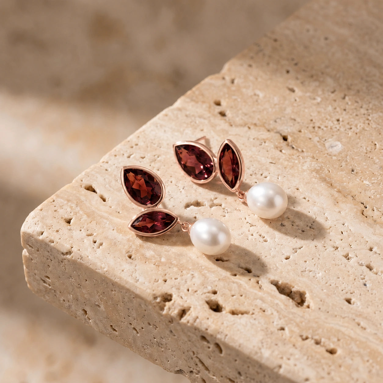 Rose Gold Garnet & Pearl — Isodora