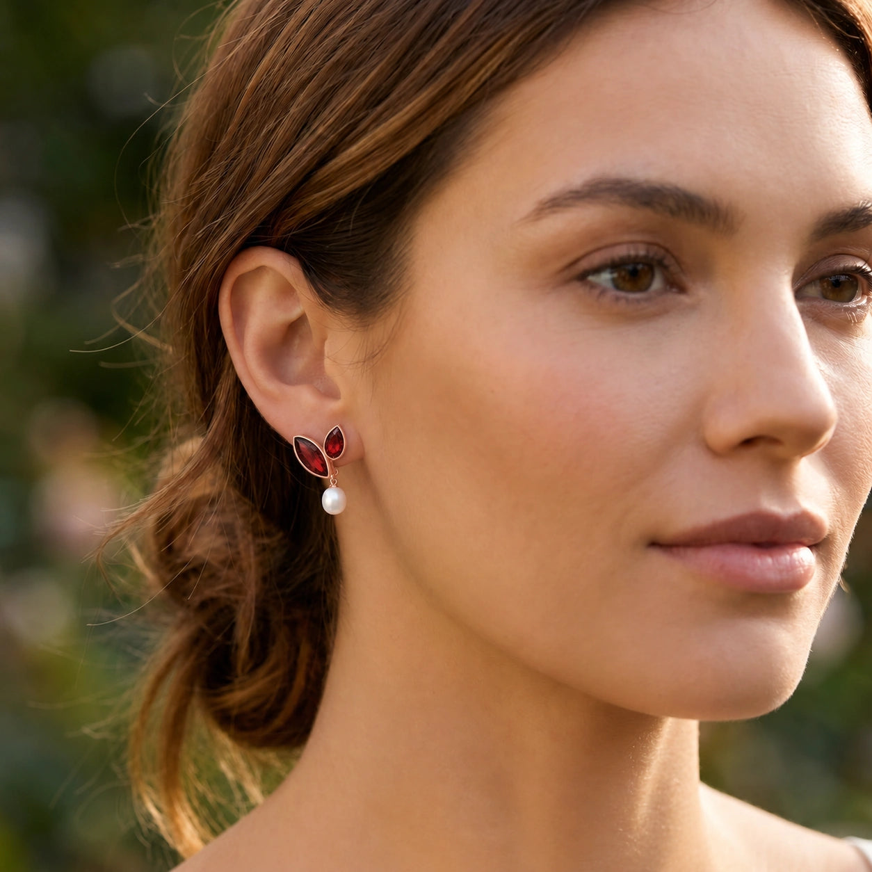 Rose Gold Garnet & Pearl — Isodora