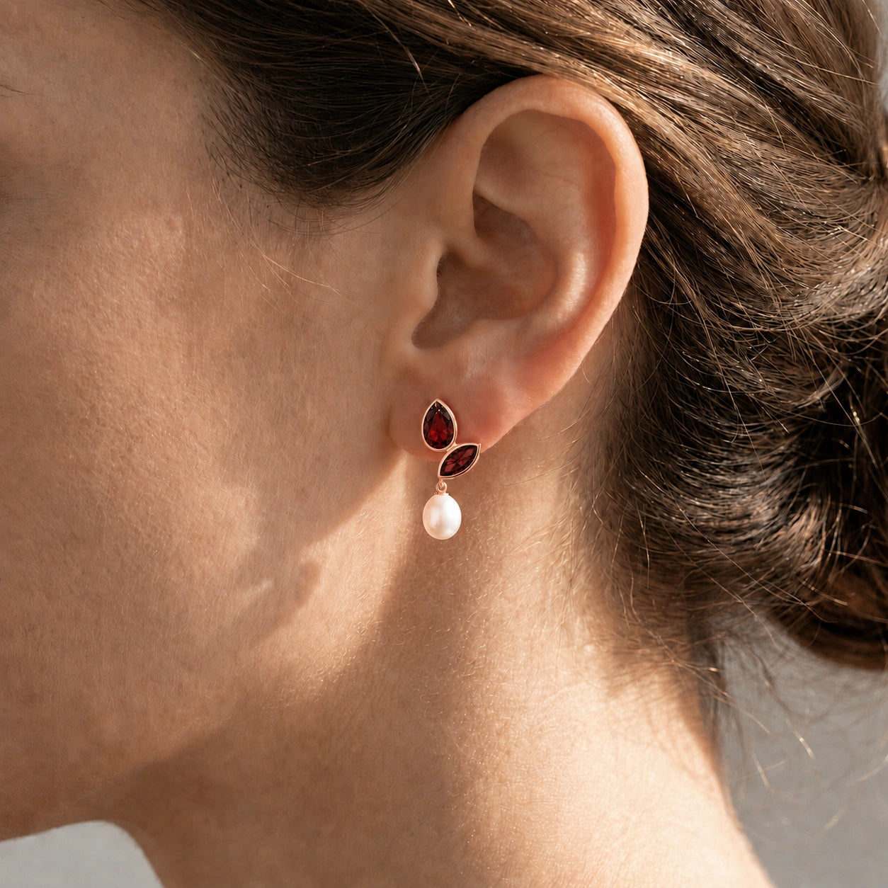 Rose Gold Garnet & Pearl — Isodora