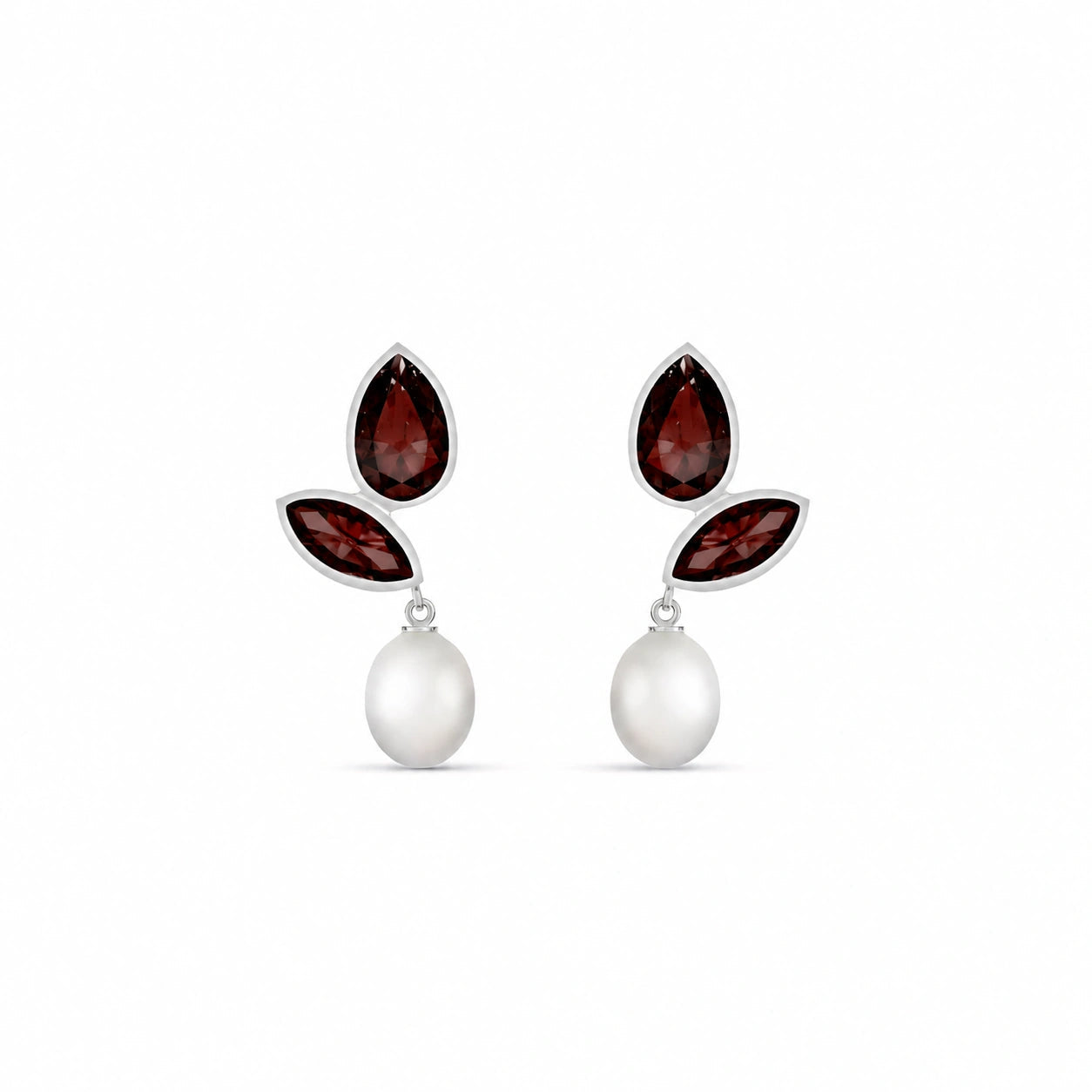 White Gold Garnet & Pearl — Isodora