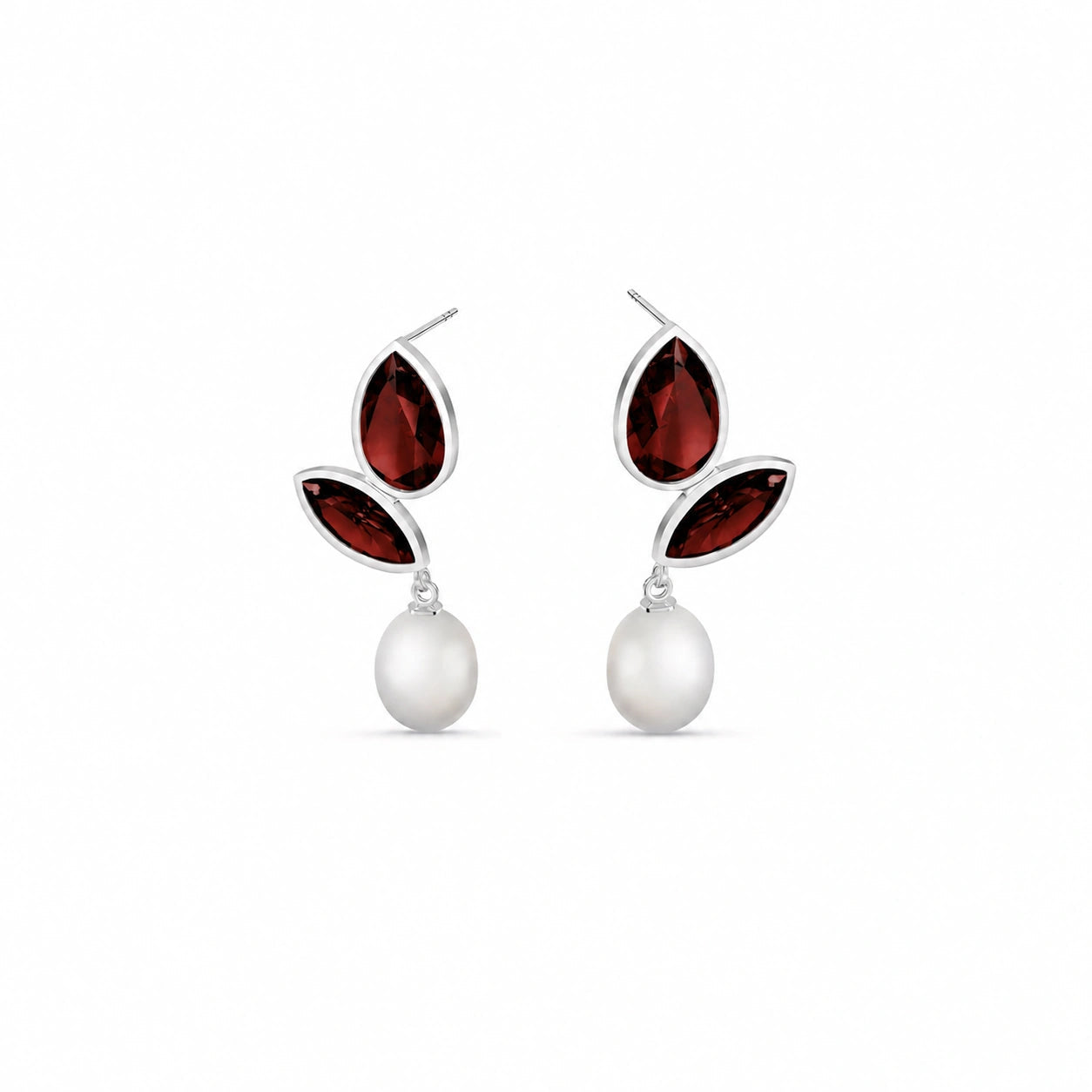 White Gold Garnet & Pearl — Isodora