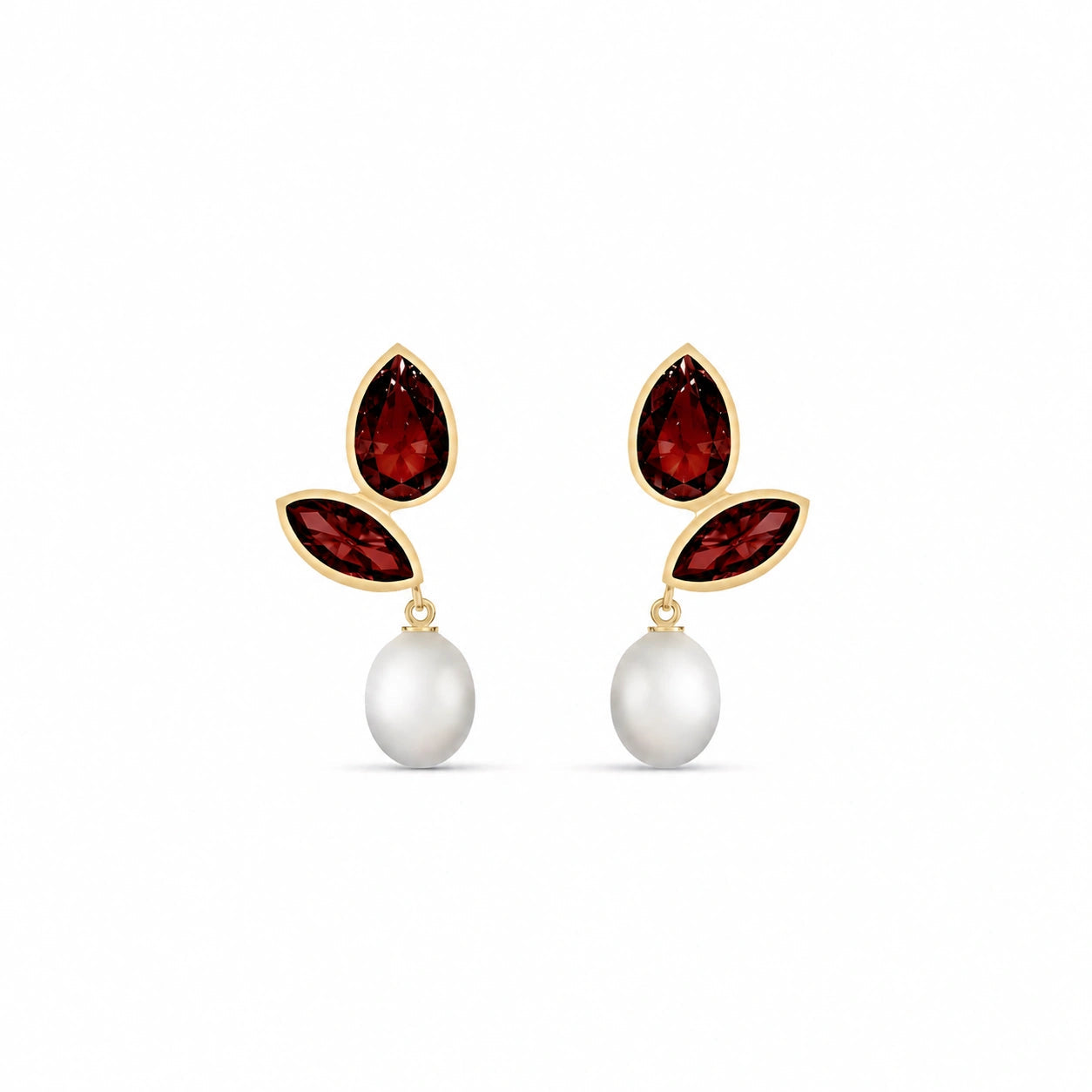 Yellow Gold Garnet & Pearl — Isodora