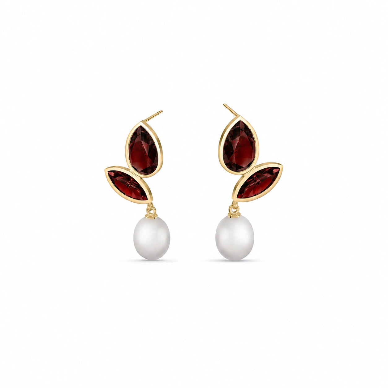 Yellow Gold Garnet & Pearl — Isodora