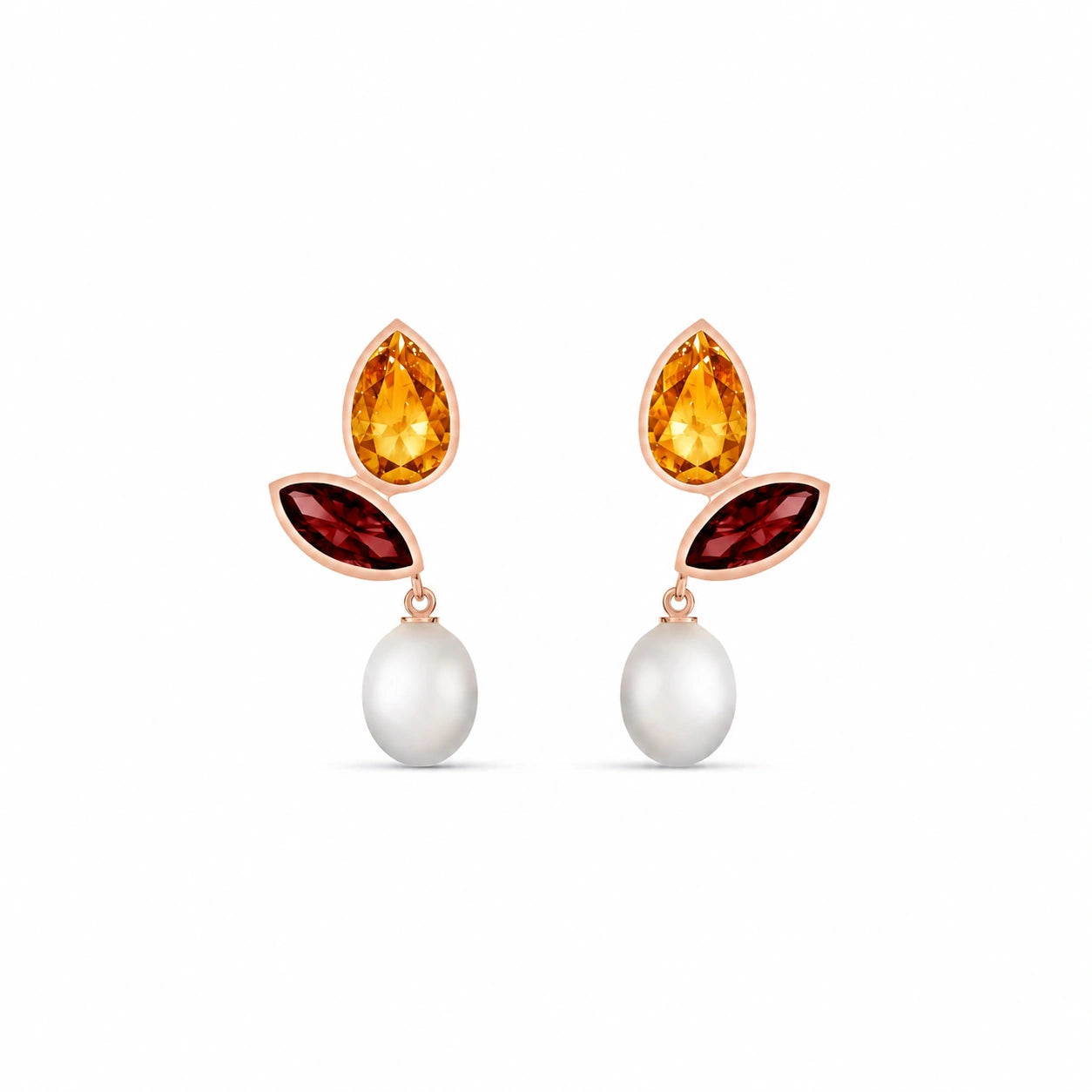 Rose Gold Pearl & Citrine & Garnet — Isodora