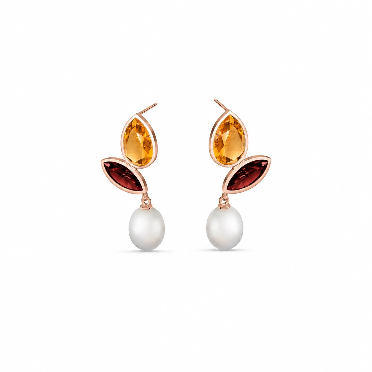 Rose Gold Pearl & Citrine & Garnet — Isodora
