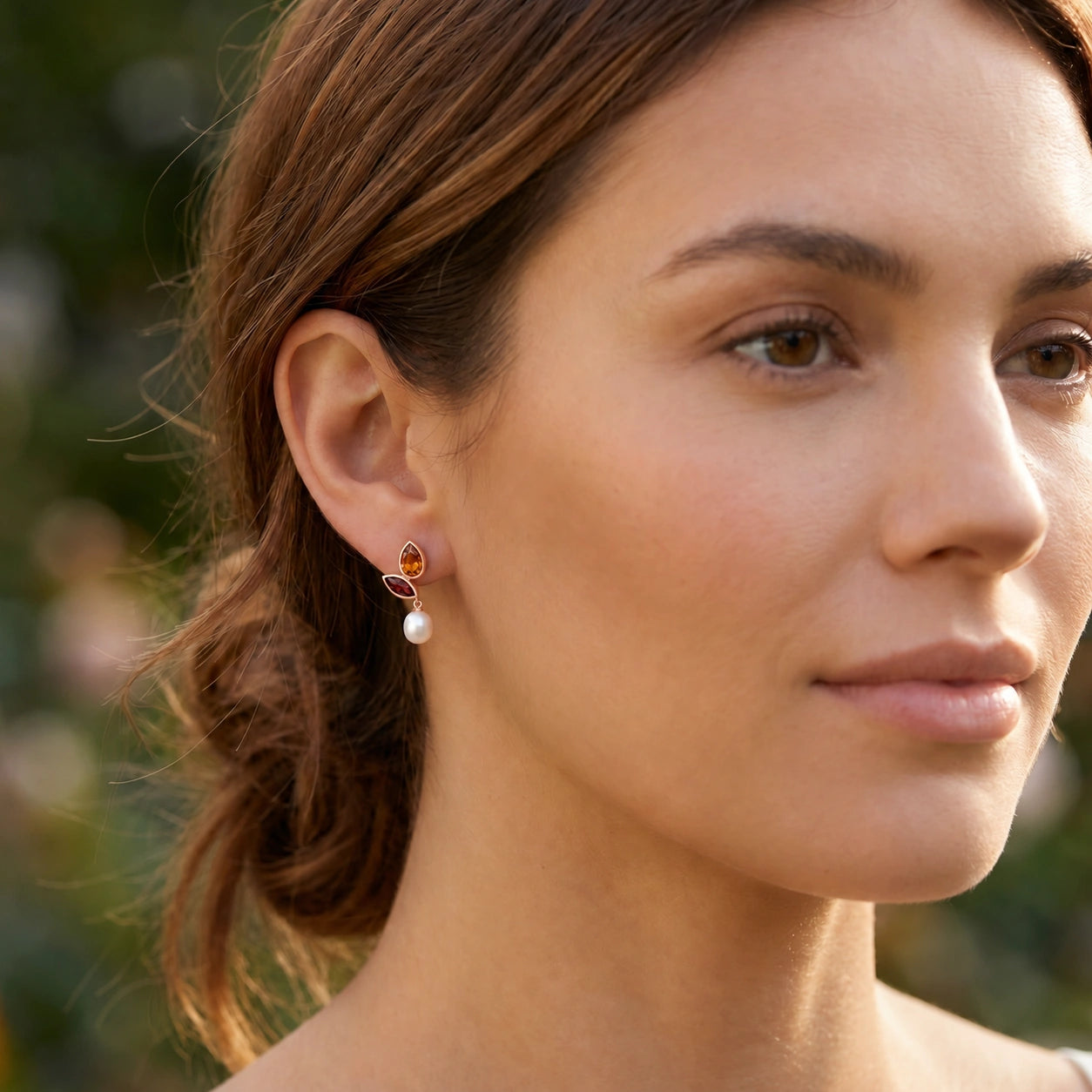 Rose Gold Pearl & Citrine & Garnet — Isodora