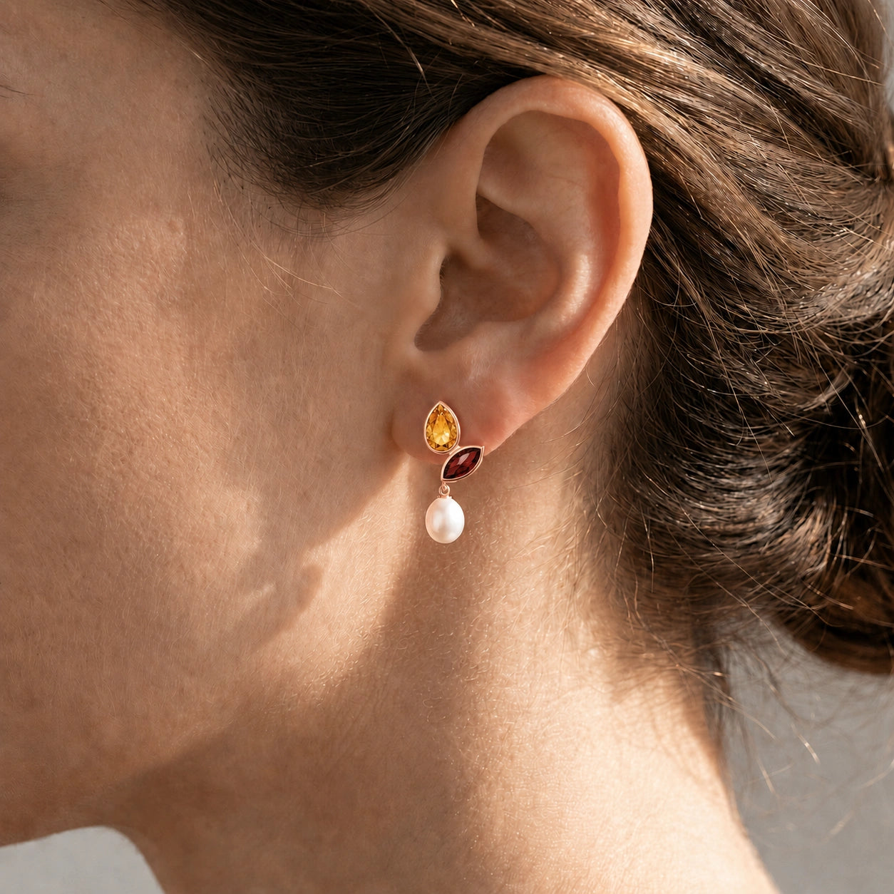 Rose Gold Pearl & Citrine & Garnet — Isodora